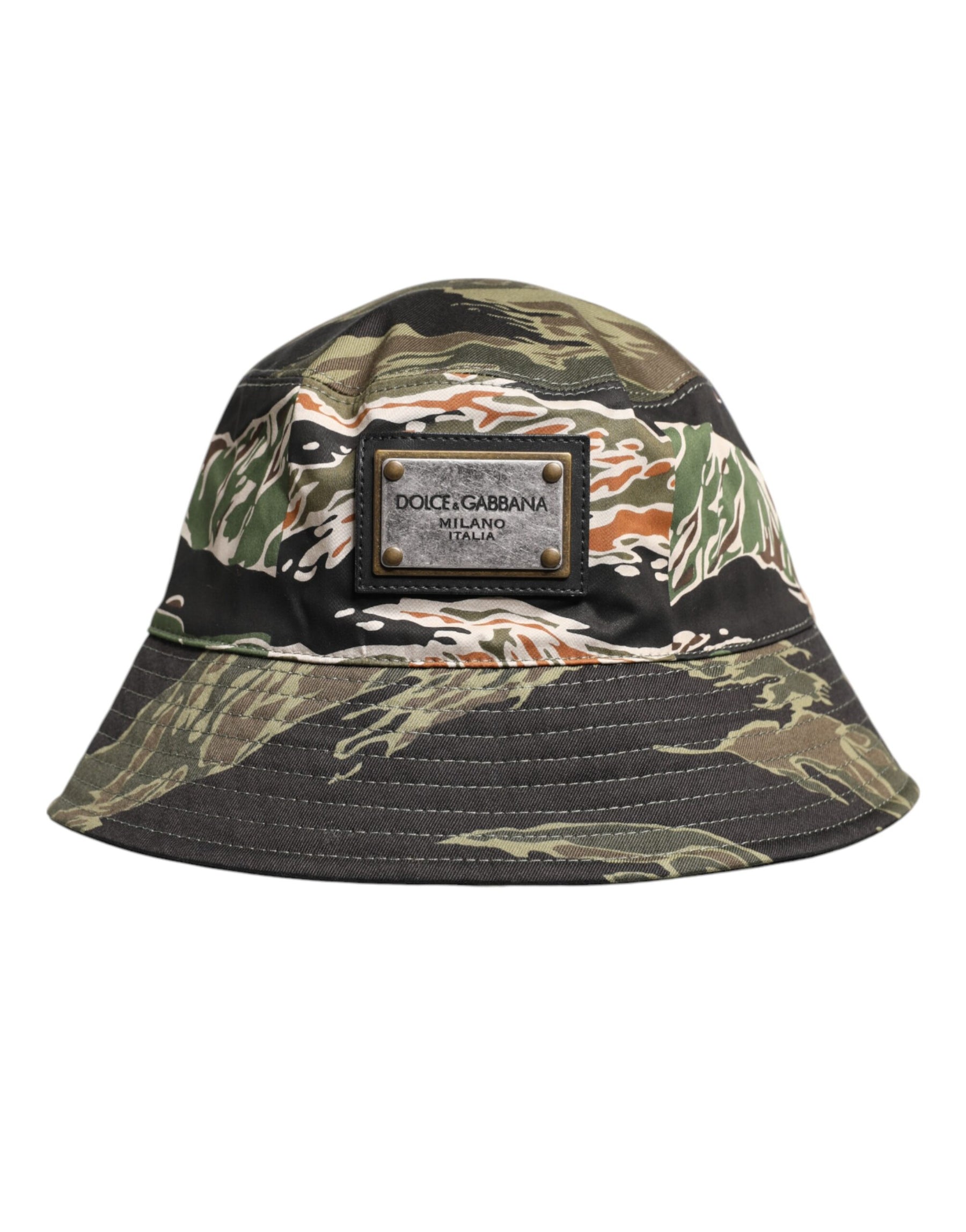 Dolce & Gabbana Multicolor DG Plaque Wide Brim Bucket Hat | Regal Royce