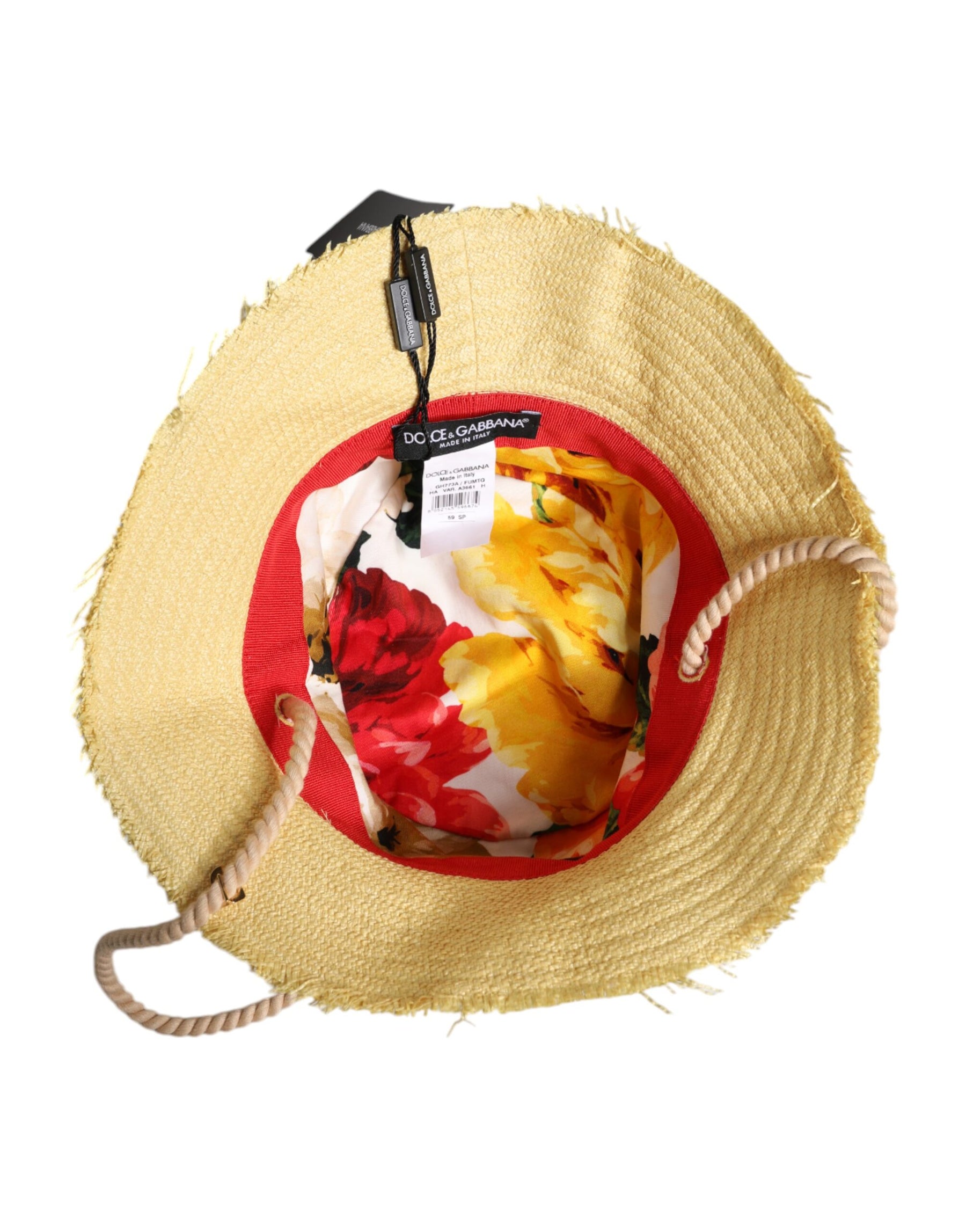 Dolce & Gabbana Yellow Cotton Wide Brim Bucket | Regal Royce