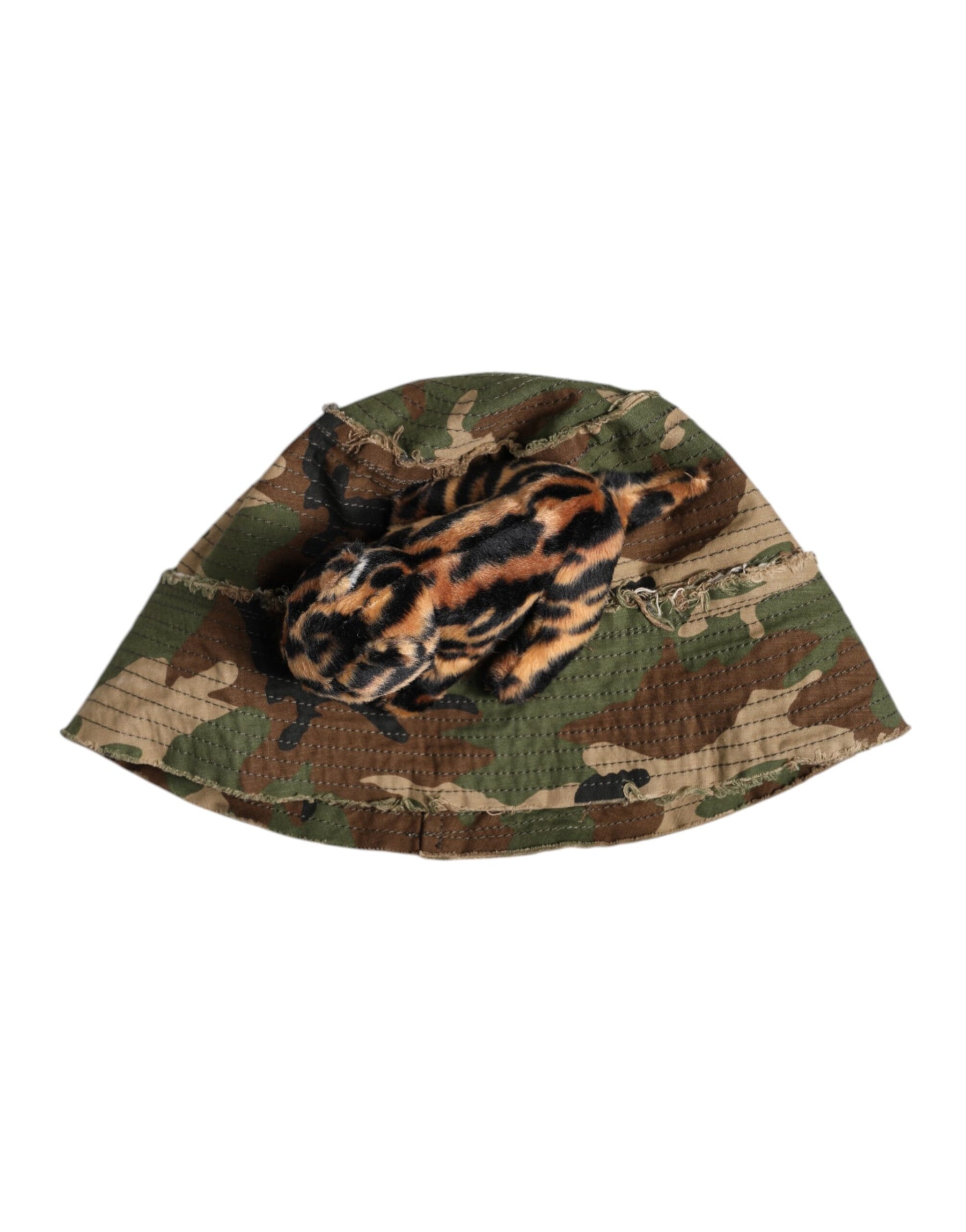 Dolce & Gabbana Multicolor Leopard Embellish Wide Brim Bucket Hat | Regal Royce