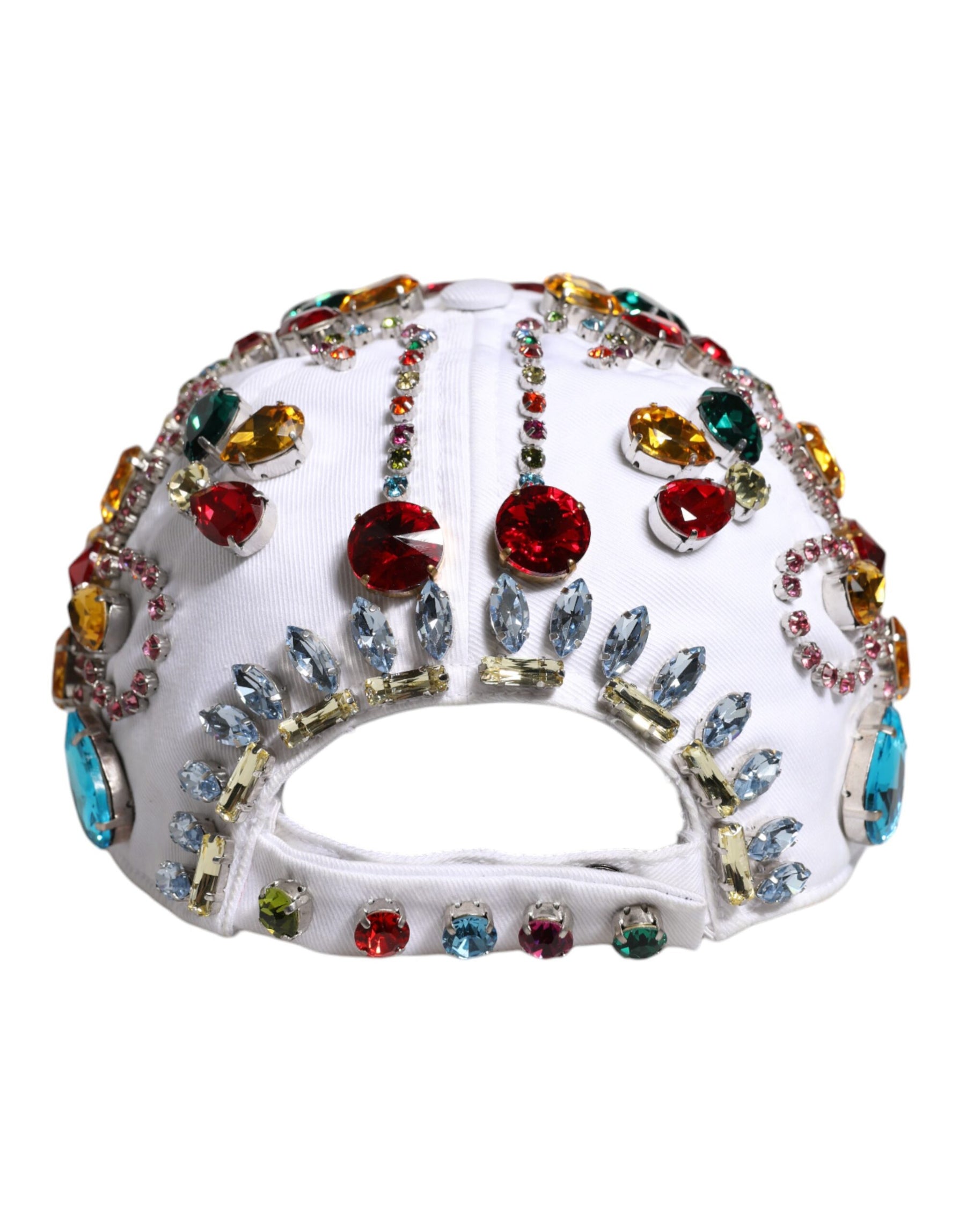 Dolce & Gabbana White Multicolor Crystal Embellish Baseball Cap | Regal Royce