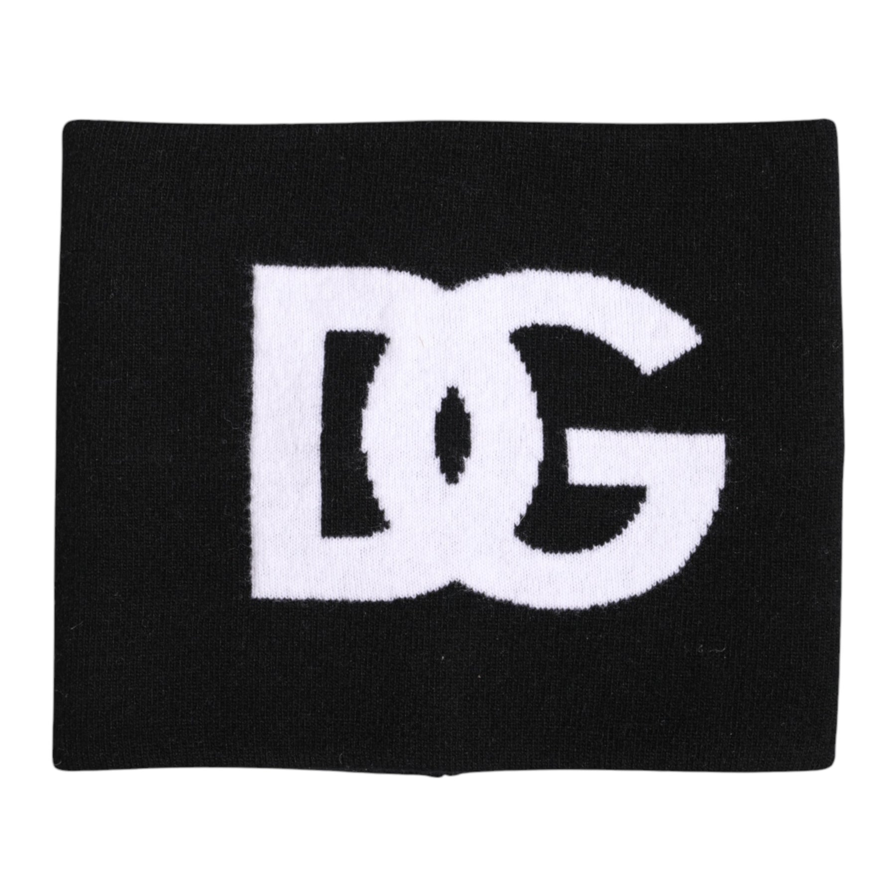 Dolce & Gabbana Black White Logo Print Knitted Neck Warmer Scarf | Regal Royce