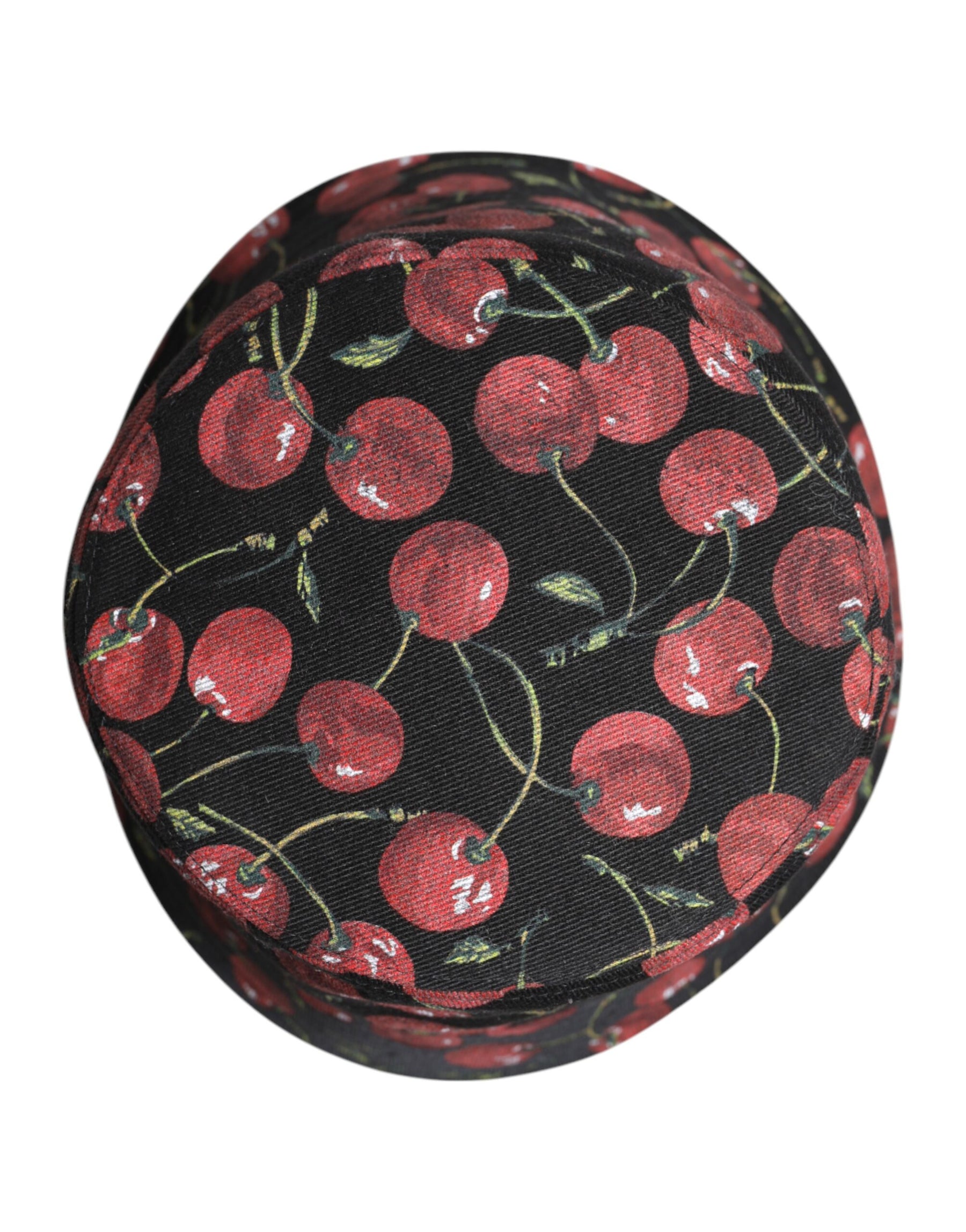 Dolce & Gabbana Black Cotton Printed Wide Brim Bucket Hat | Regal Royce