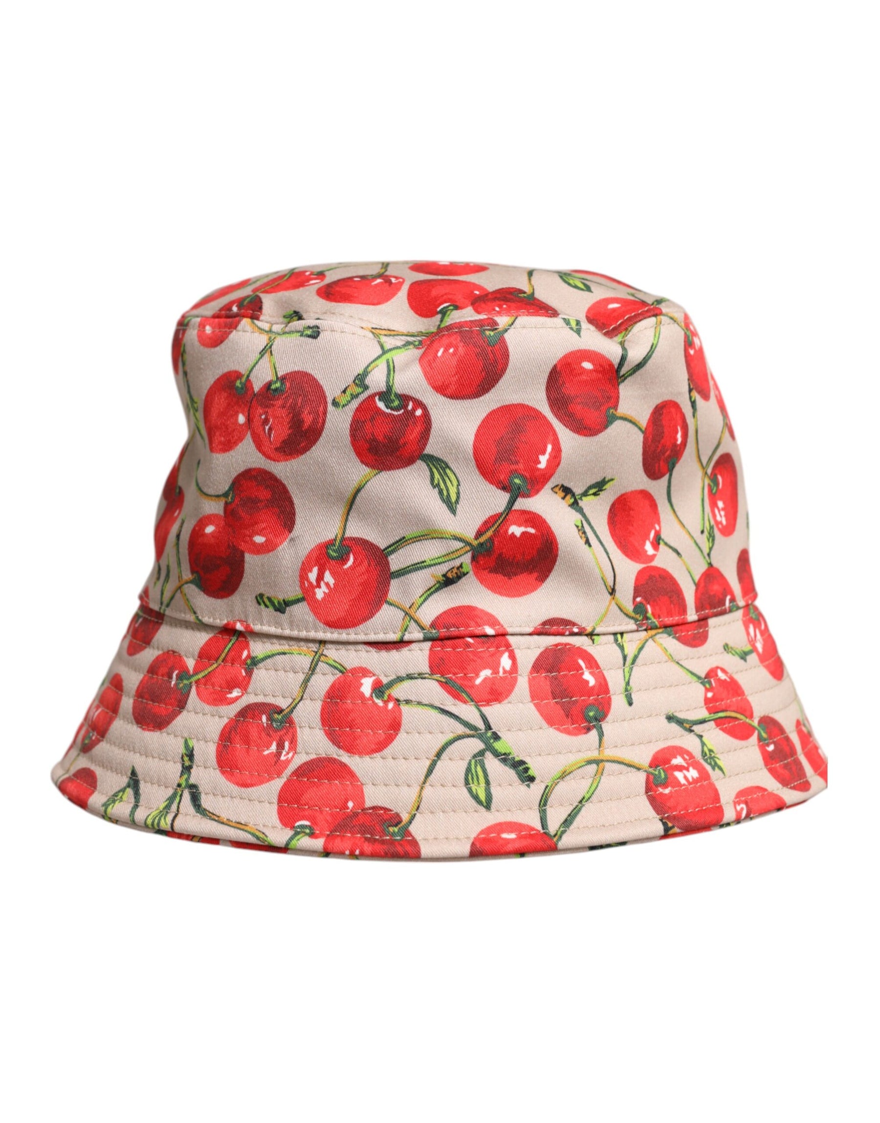 Dolce & Gabbana Beige Cotton Printed Wide Brim Bucket Hat | Regal Royce