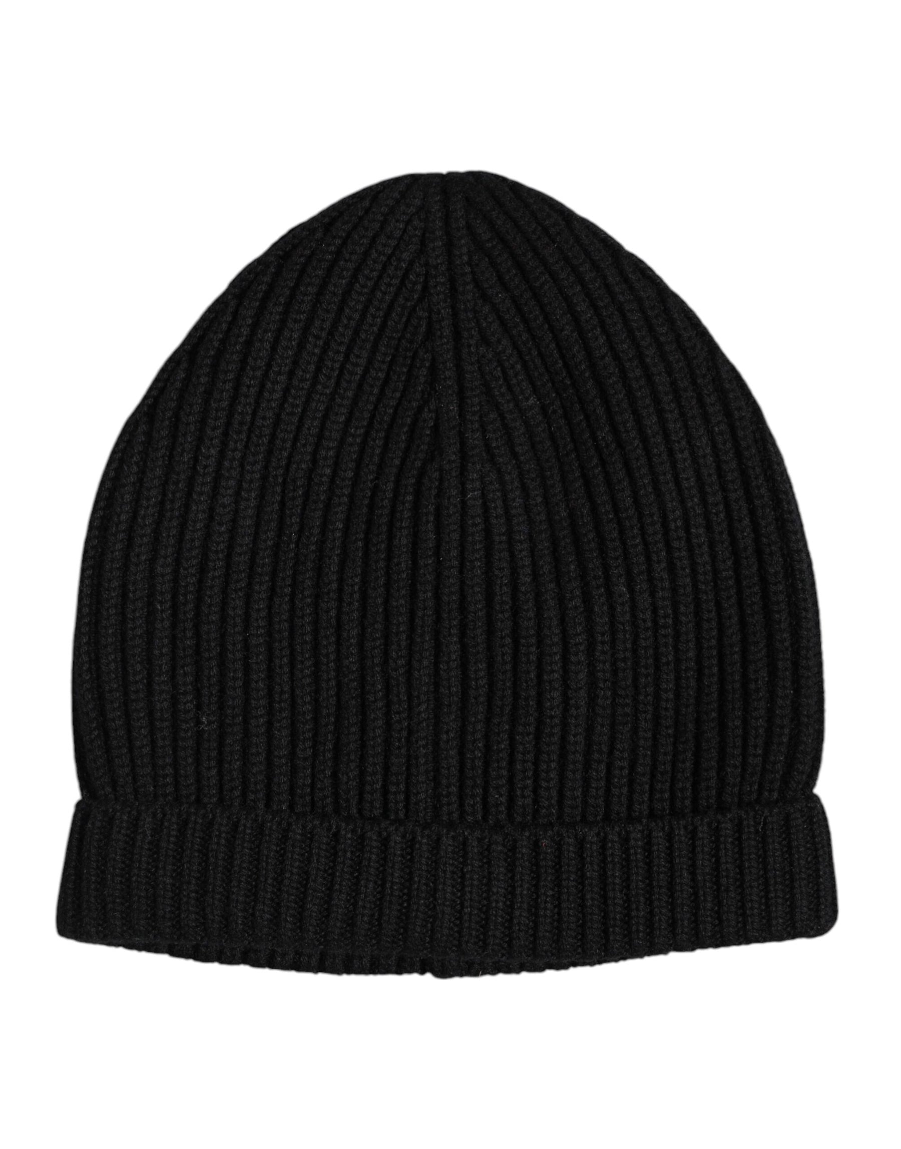 Dolce & Gabbana Black Cashmere Knitted Winter Beanie Hat | Regal Royce