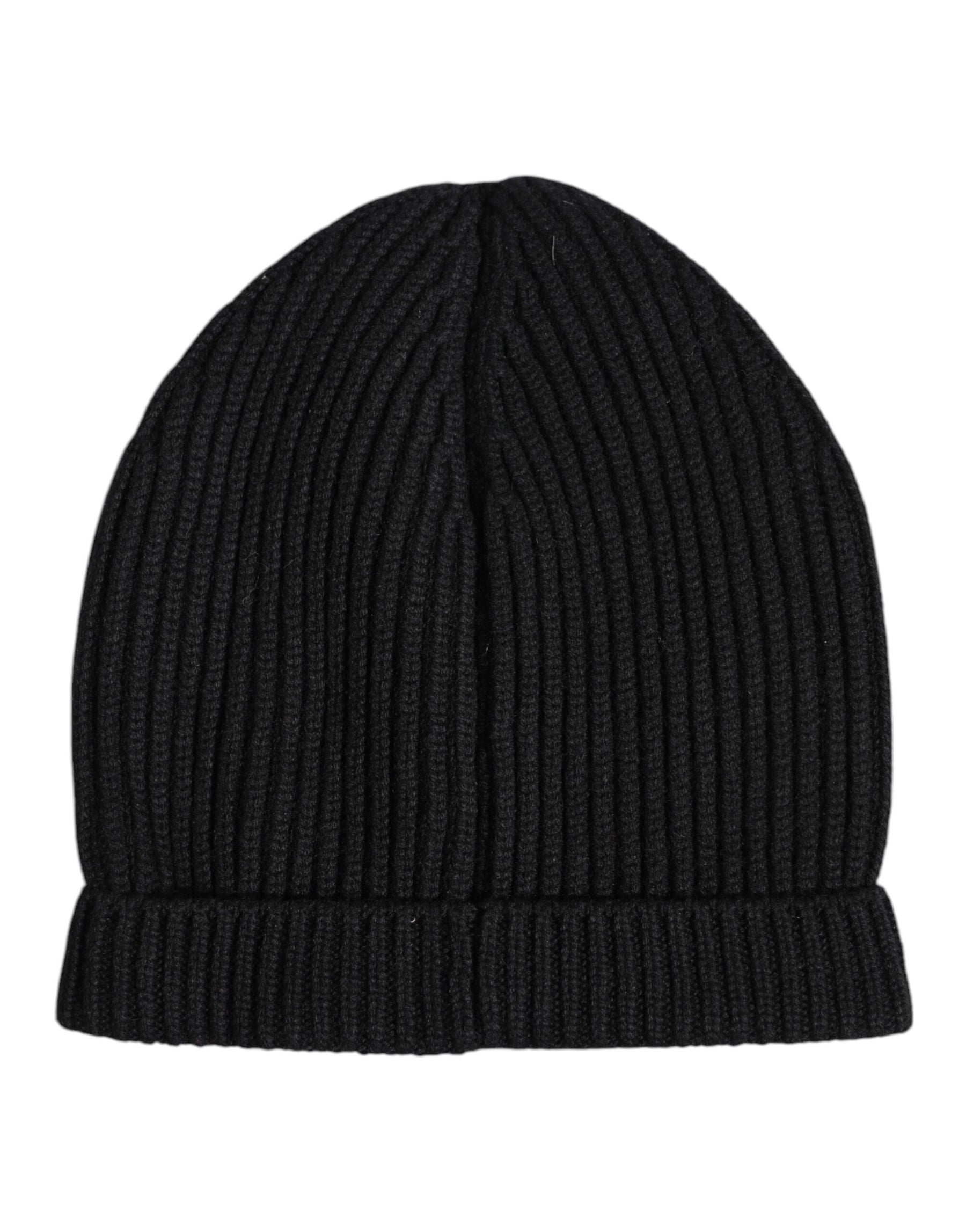 Dolce & Gabbana Black Cashmere Knitted Winter Beanie Hat | Regal Royce