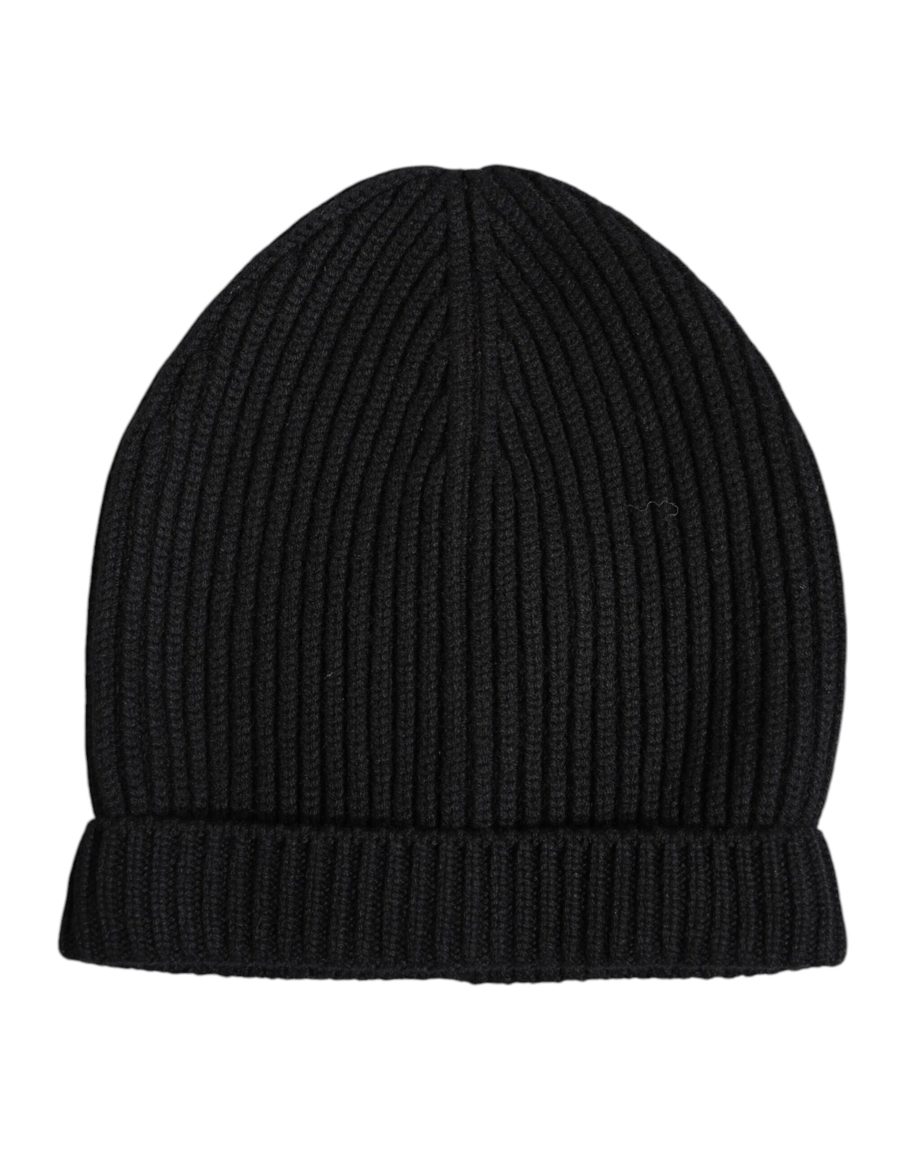 Dolce & Gabbana Black Cashmere Knitted Winter Beanie Hat | Regal Royce