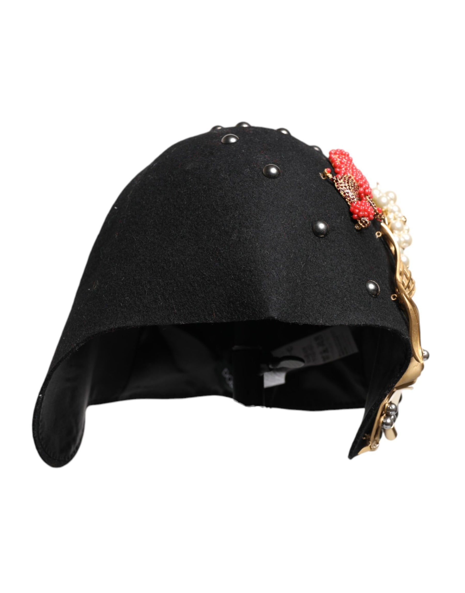 Dolce & Gabbana Black Wool Multicolor Embellished Cloche Hat | Regal Royce