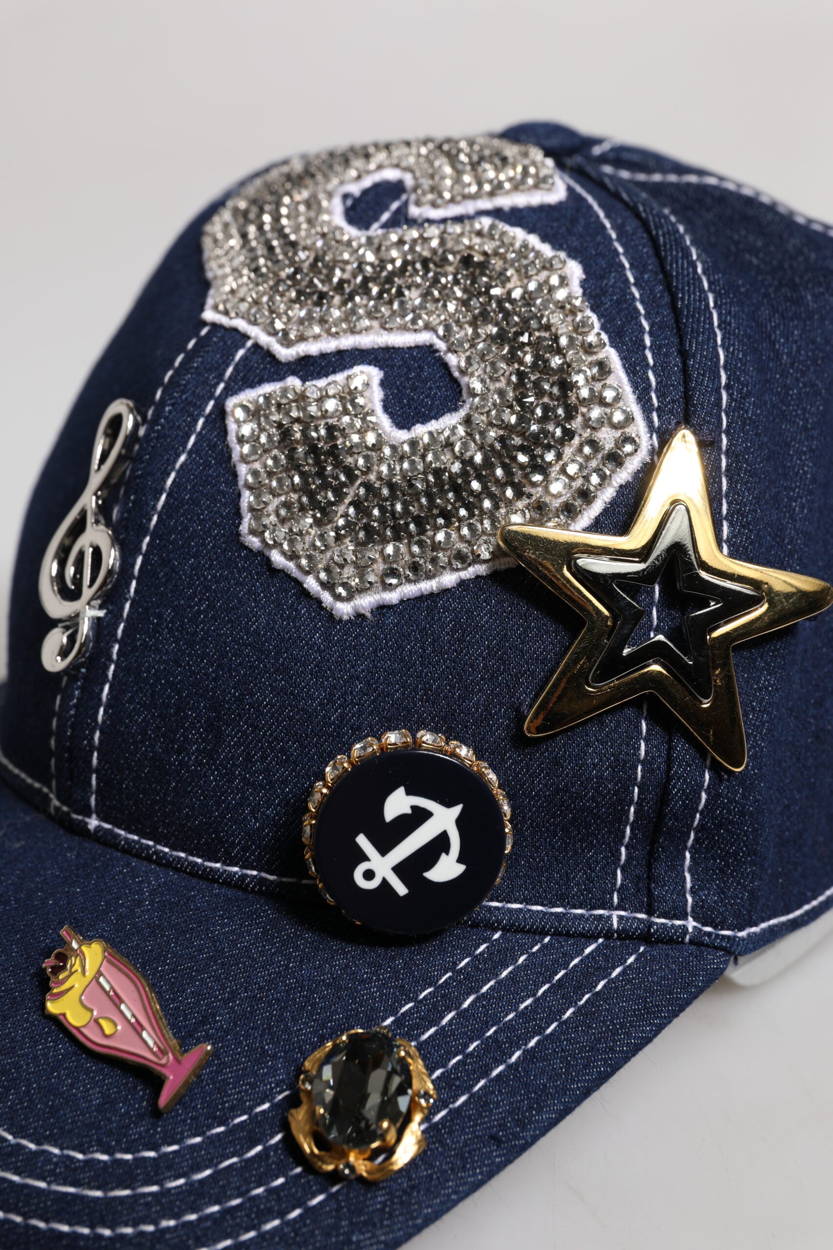 Dolce & Gabbana Blue Crystal Embellishment Baseball Cap | Regal Royce