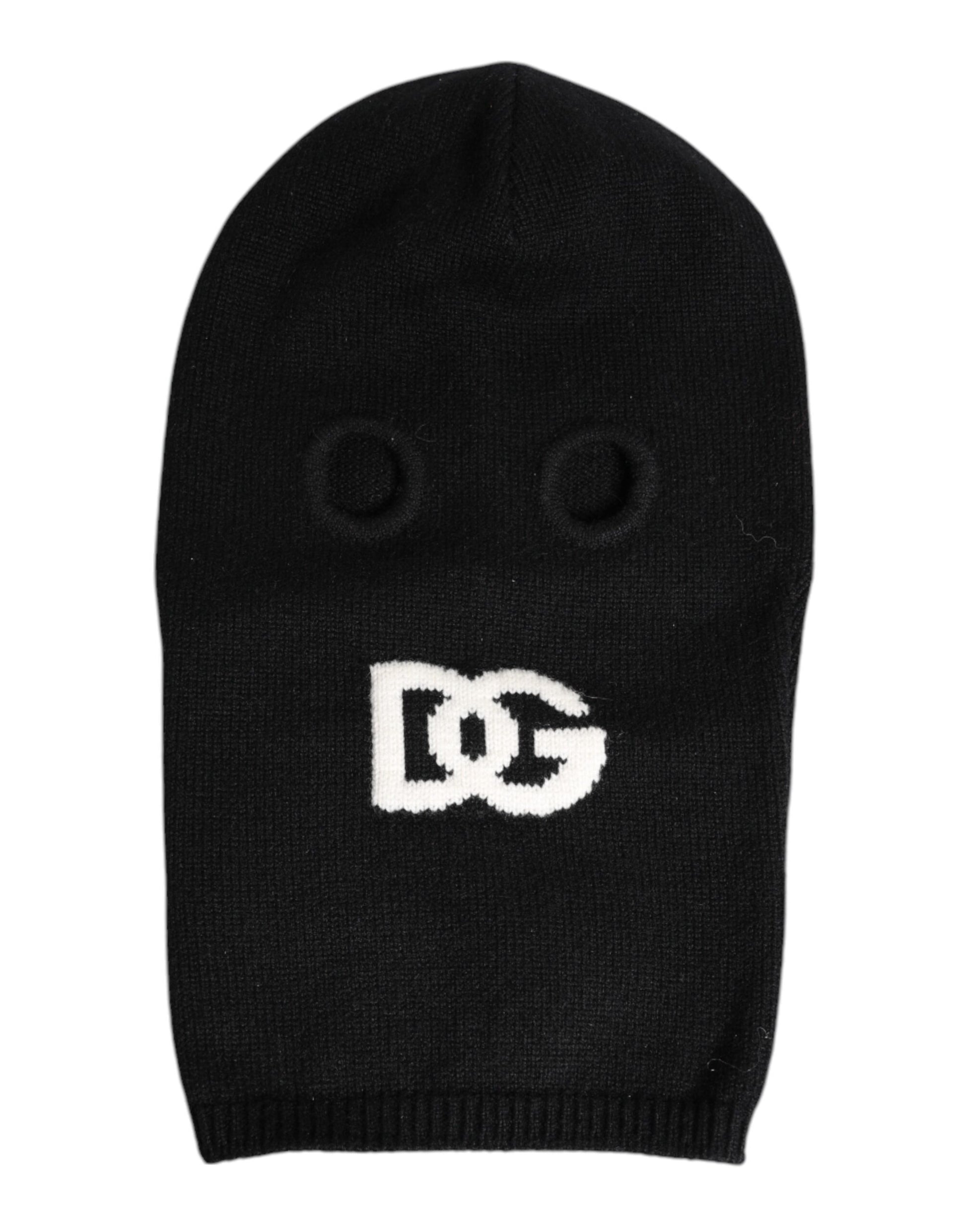 Dolce & Gabbana Black Cashmere Knitted Ski Mask Balaclava Hat