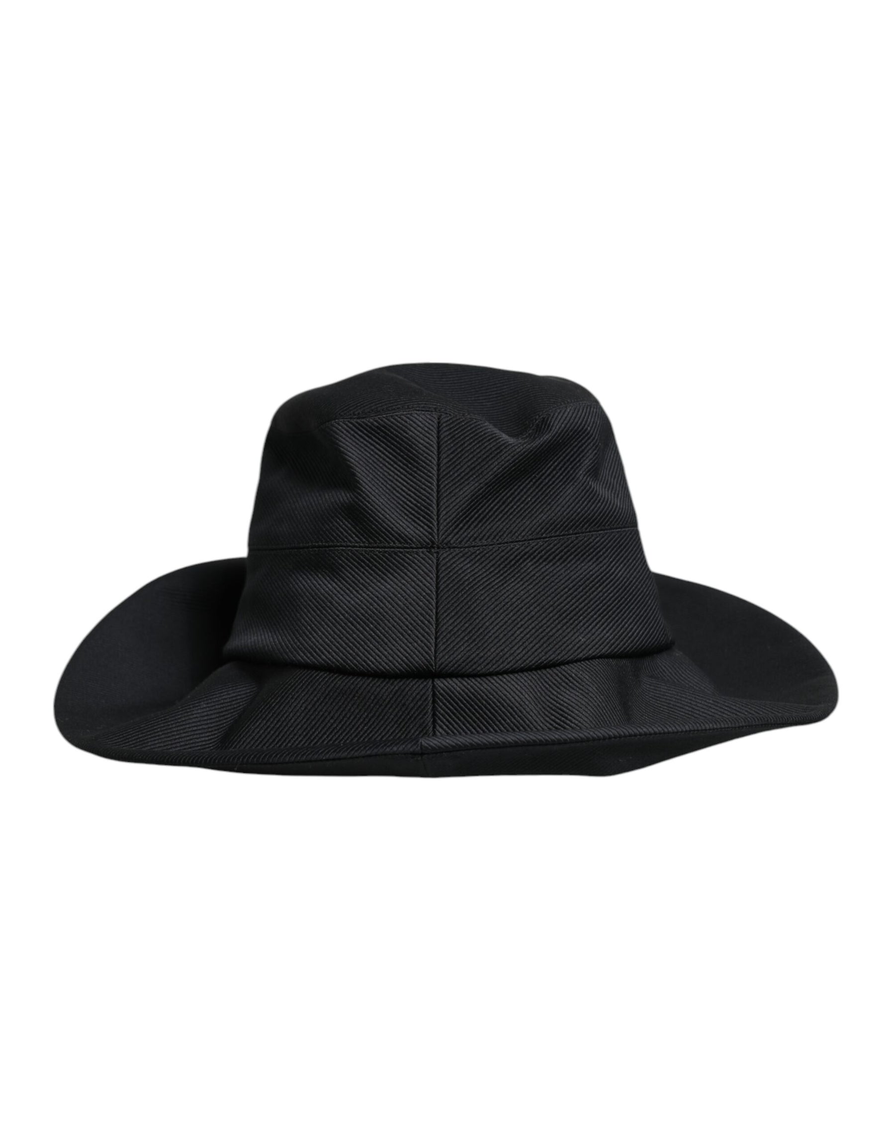 Dolce & Gabbana Black Cotton Wide Brim Fedora Hat | Regal Royce
