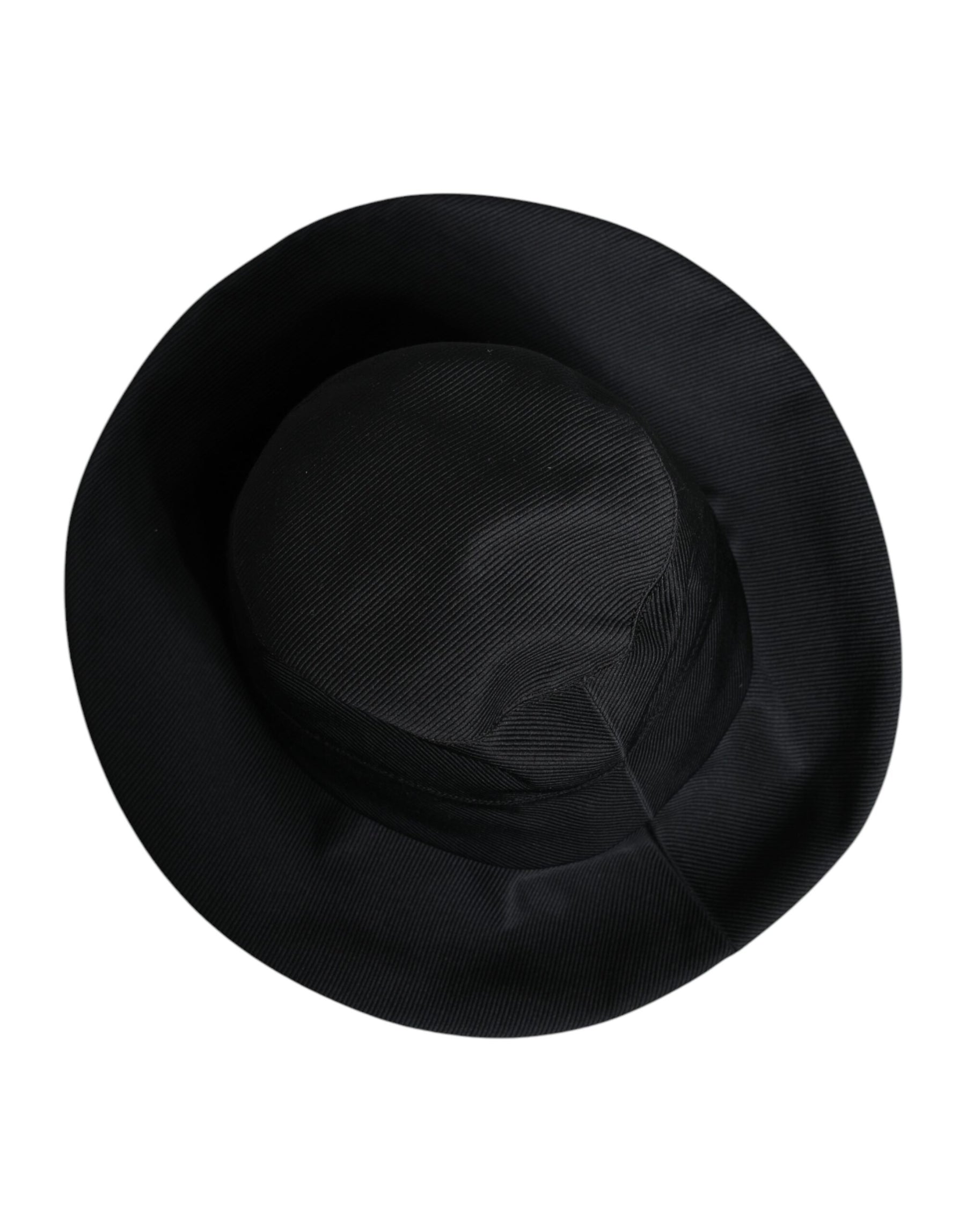 Dolce & Gabbana Black Cotton Wide Brim Fedora Hat | Regal Royce