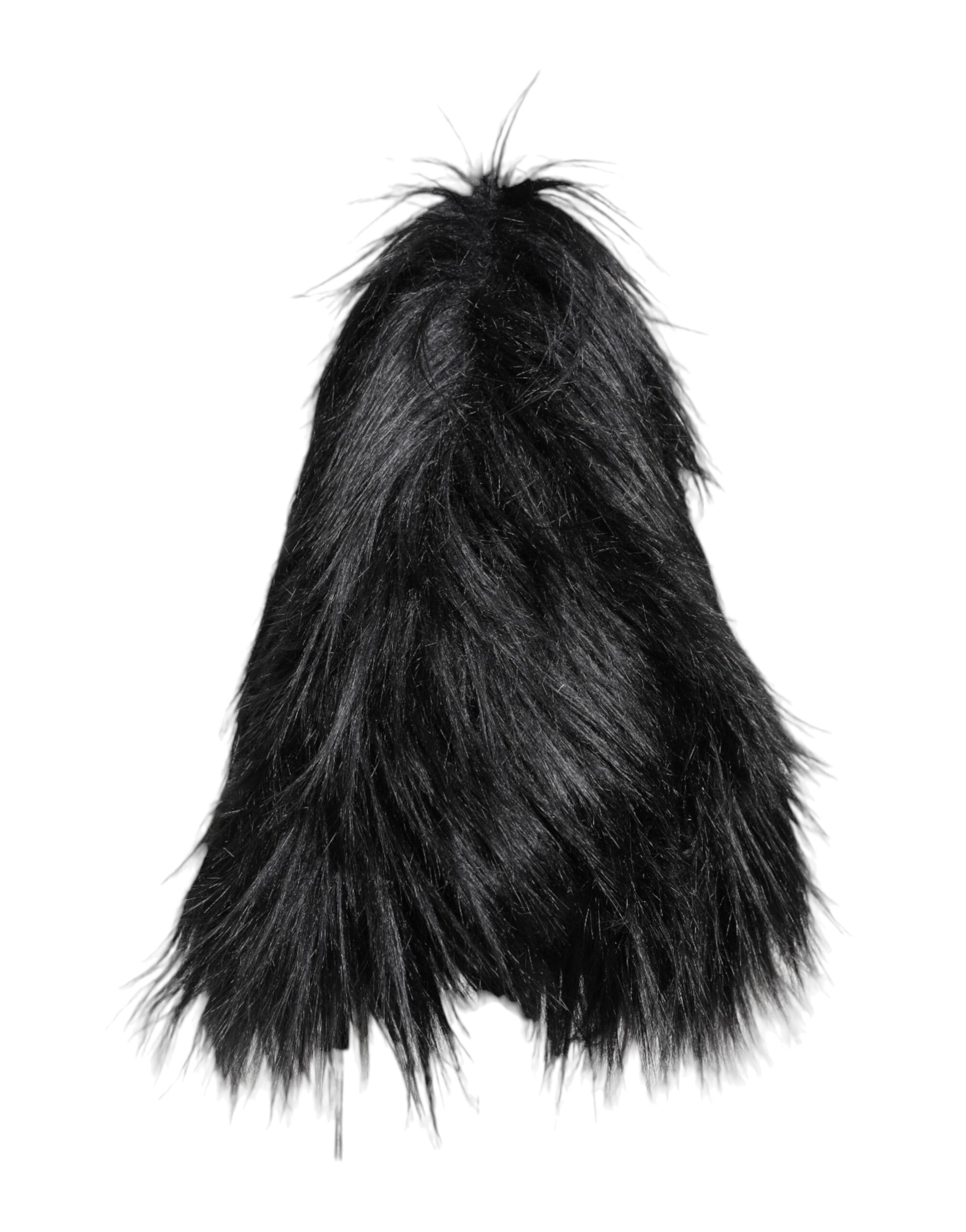 Dolce & Gabbana Black Acrylic Fur Womens Bucket Hat