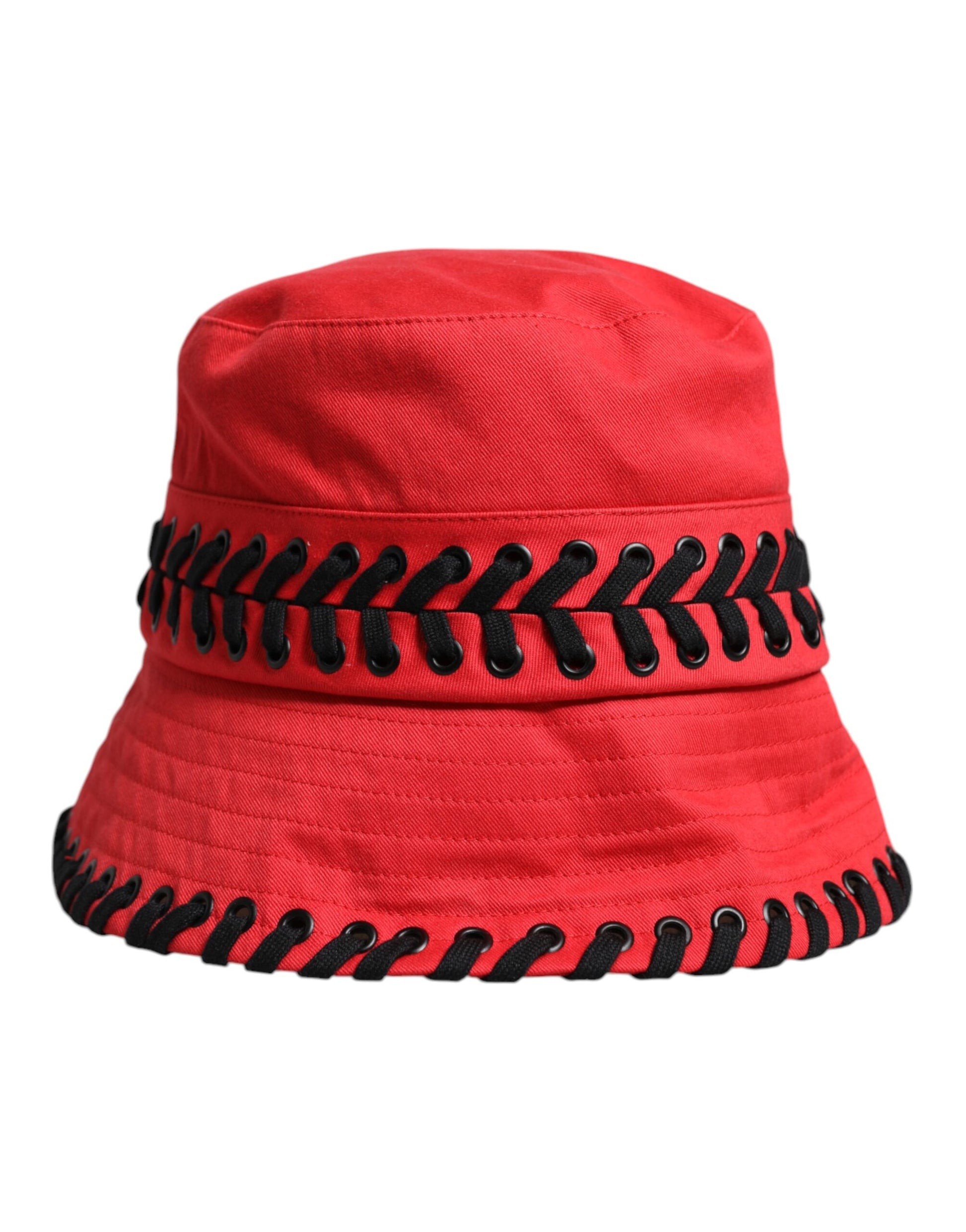 Dolce & Gabbana Red Lace Polyester Wide Brim Bucket Hat