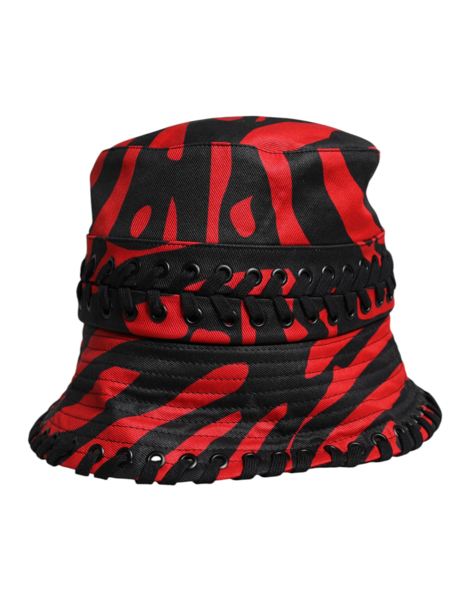 Dolce & Gabbana Black Red Stripe Polyester Wide Brim Bucket Hat | Regal Royce