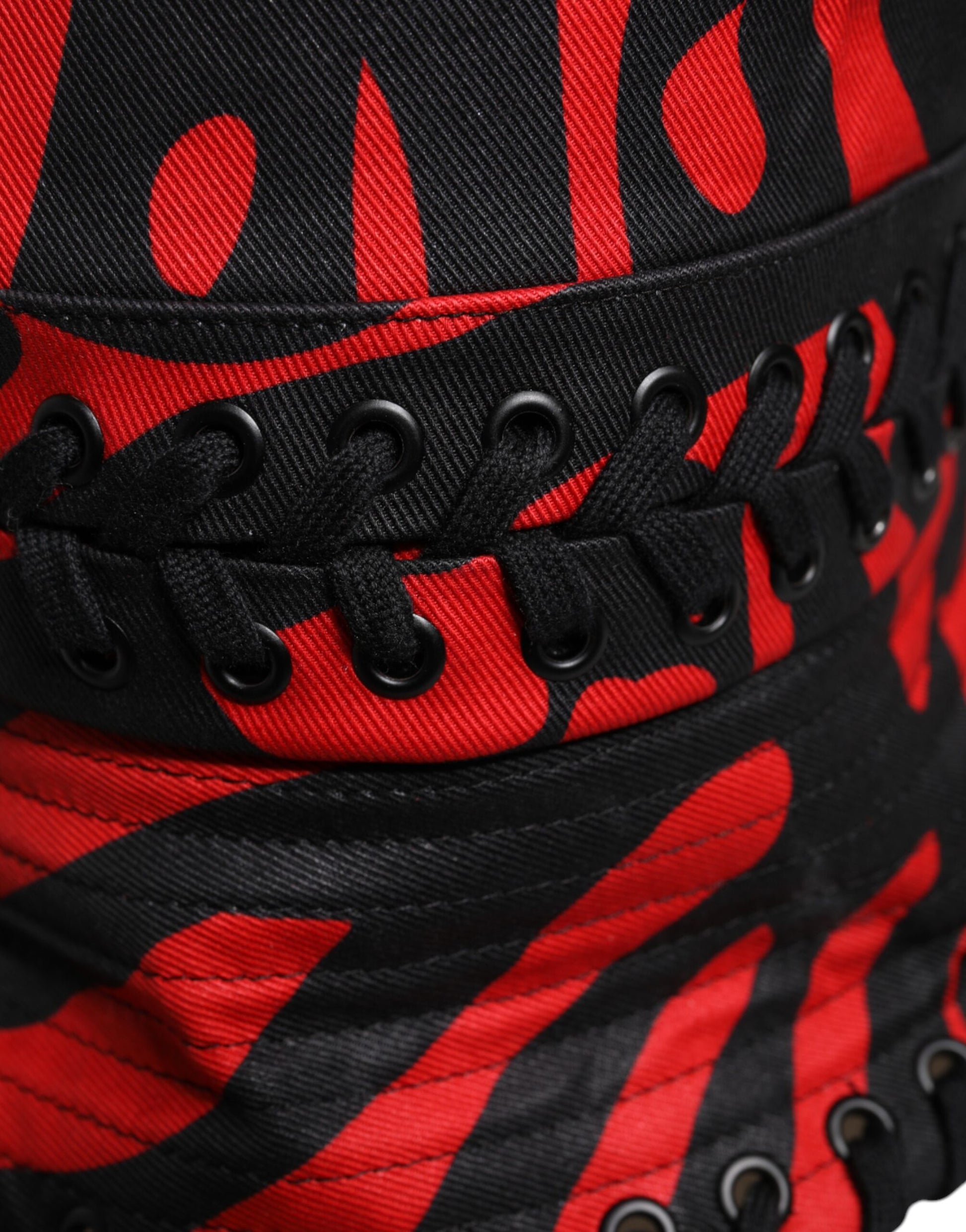 Dolce & Gabbana Black Red Stripe Polyester Wide Brim Bucket Hat