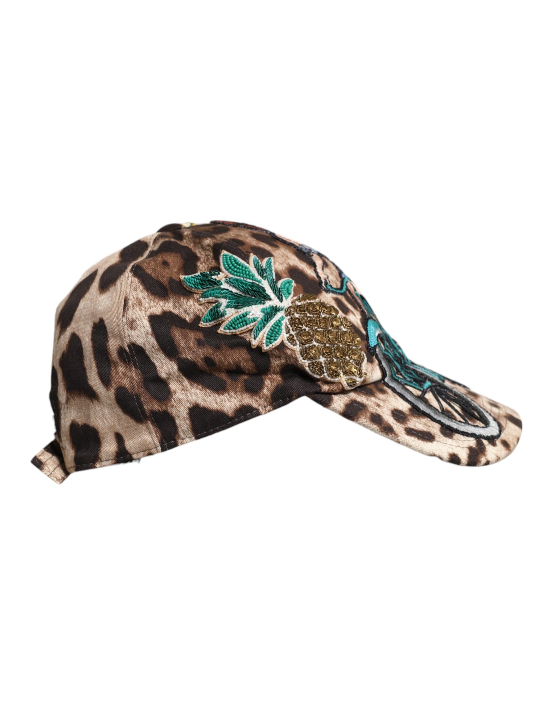 Dolce & Gabbana Brown Leopard Sequin Sicily Baseball Cap | Regal Royce