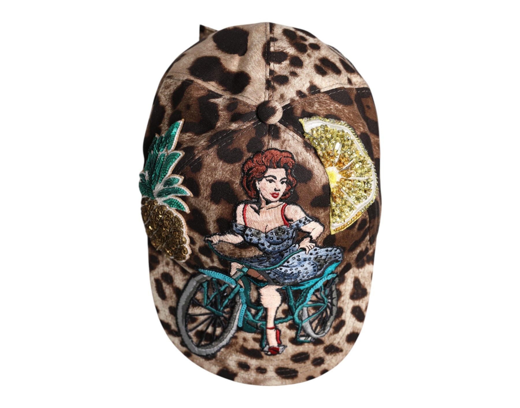 Dolce & Gabbana Brown Leopard Sequin Sicily Baseball Cap | Regal Royce