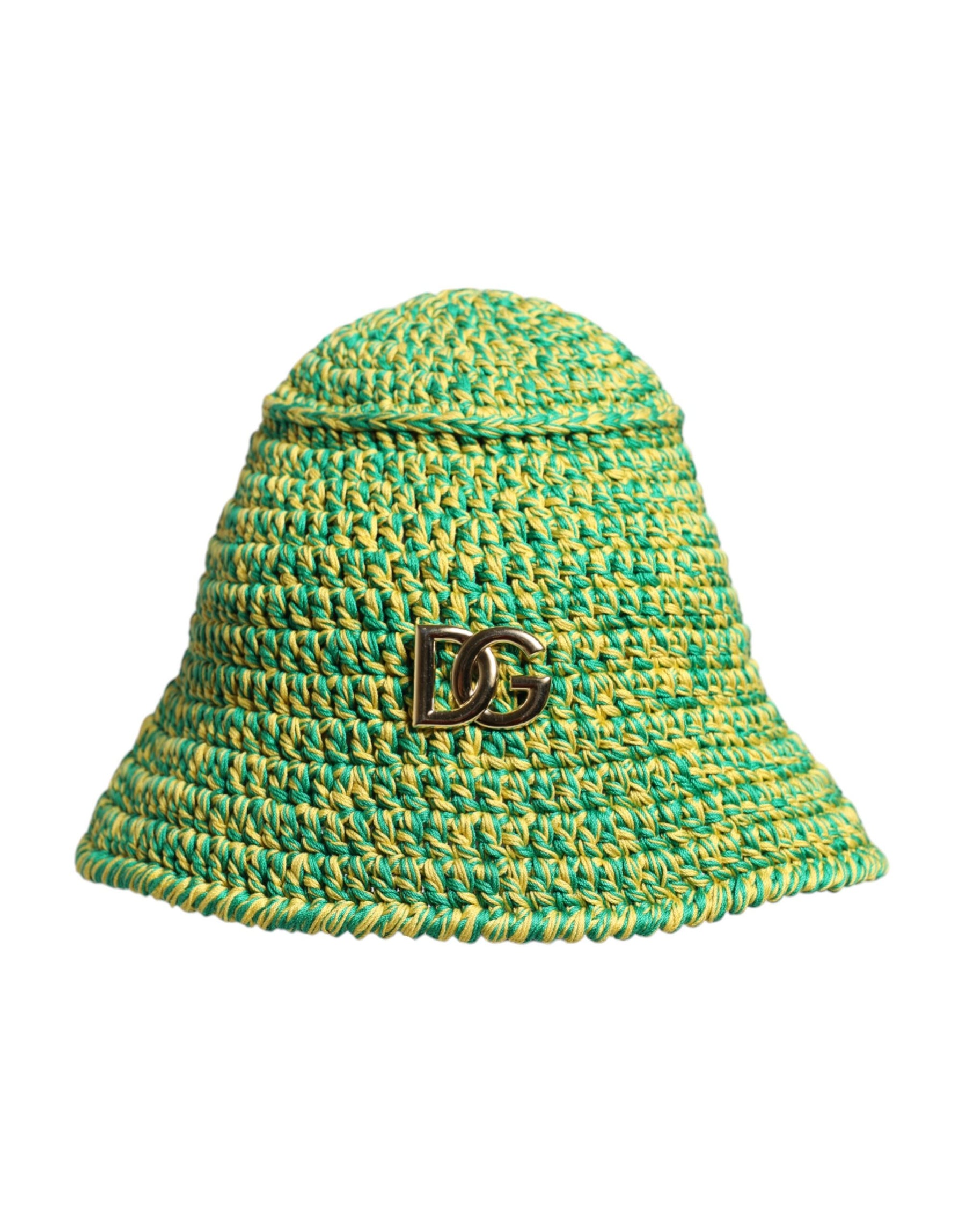 Dolce & Gabbana Green Cotton Crochet DG Logo Bucket Hat | Regal Royce