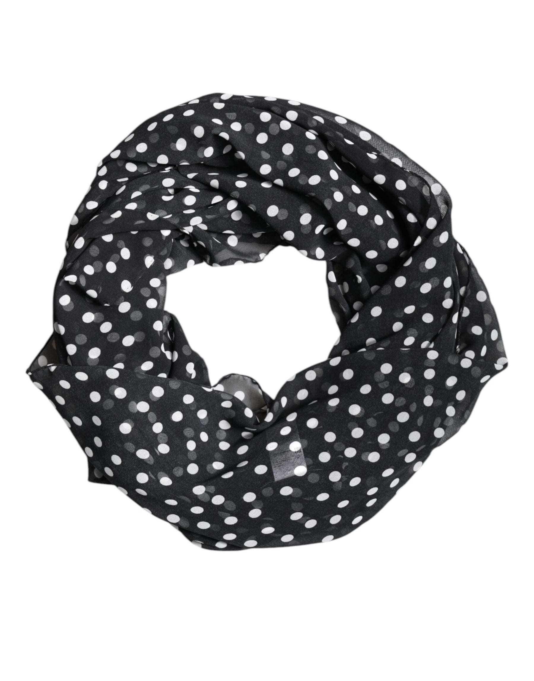 Dolce & Gabbana Black Polka Dots Polyester Wrap Shawl Scarf | Regal Royce