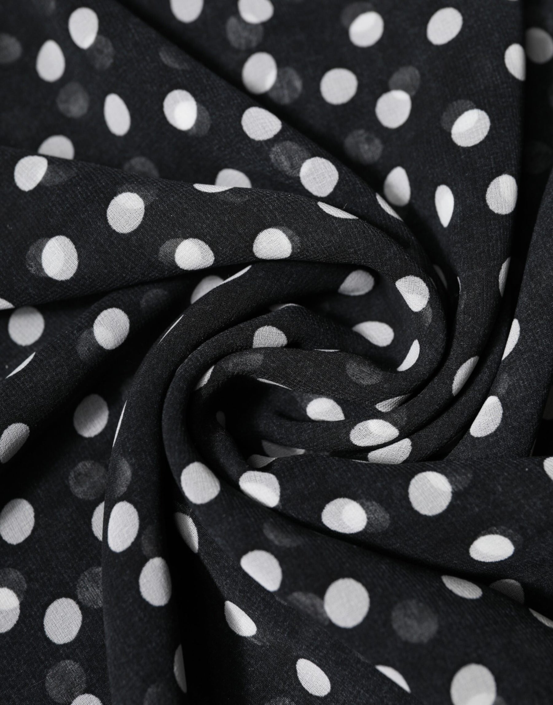 Dolce & Gabbana Black Polka Dots Polyester Wrap Shawl Scarf | Regal Royce