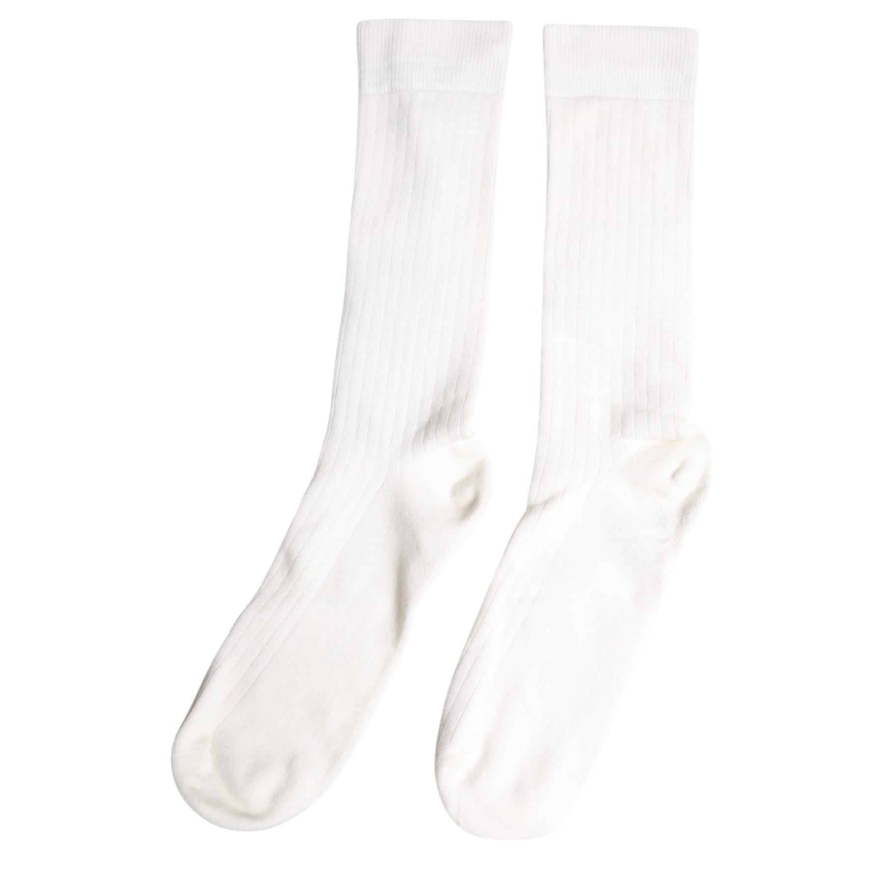 Dolce & Gabbana White Cotton Solid Mid Calf Men Socks | Regal Royce