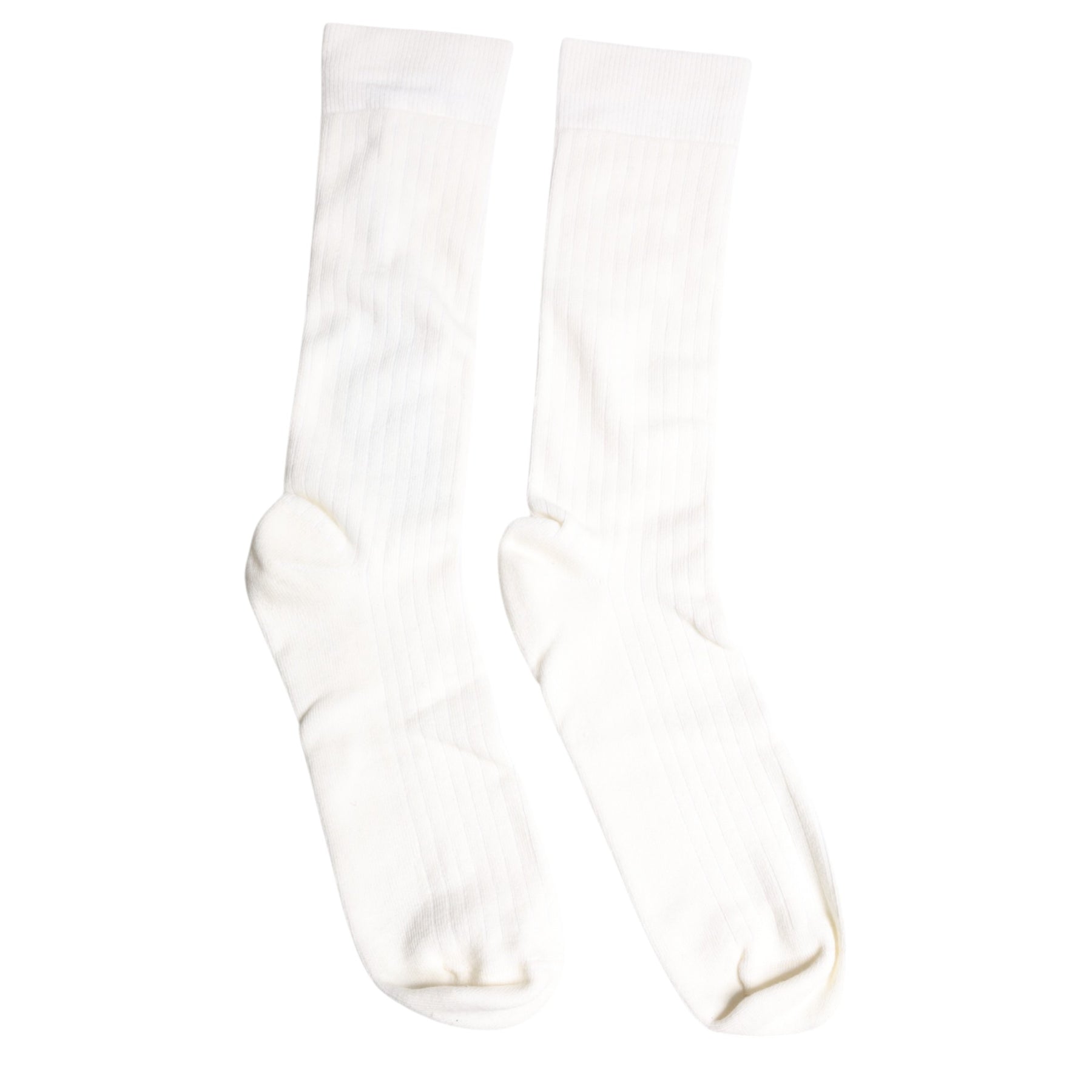 Dolce & Gabbana White Cotton Solid Mid Calf Men Socks | Regal Royce