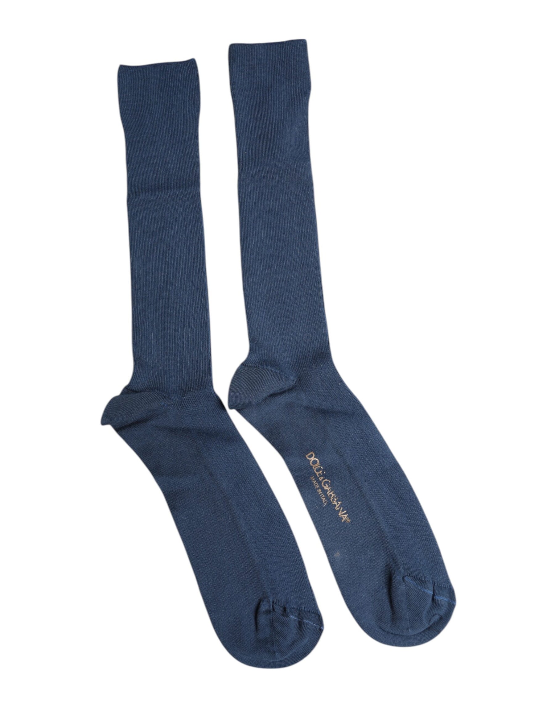 Dolce & Gabbana Blue Cotton DG Logo Over The Calf Socks | Regal Royce