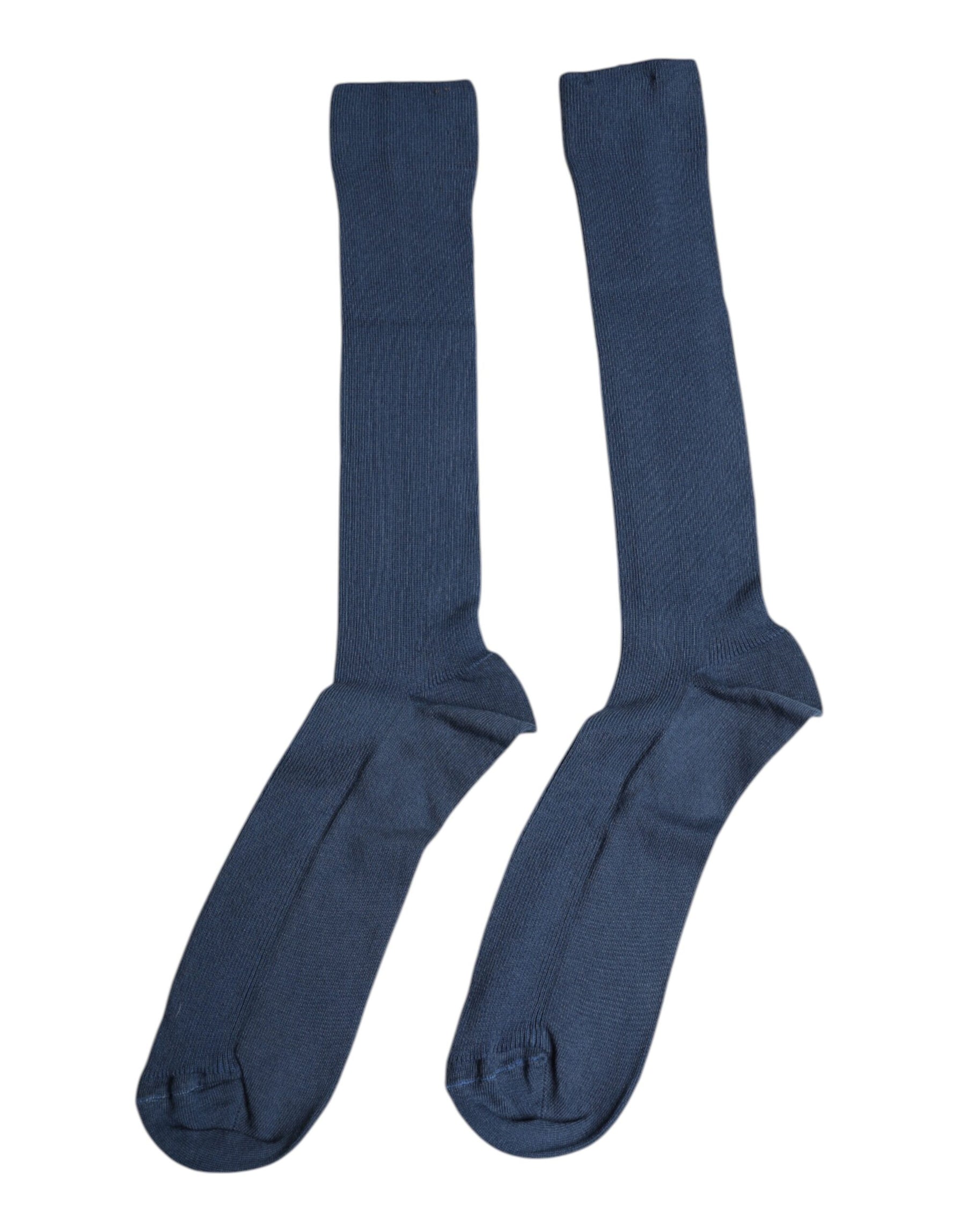 Dolce & Gabbana Blue Cotton DG Logo Over The Calf Socks | Regal Royce