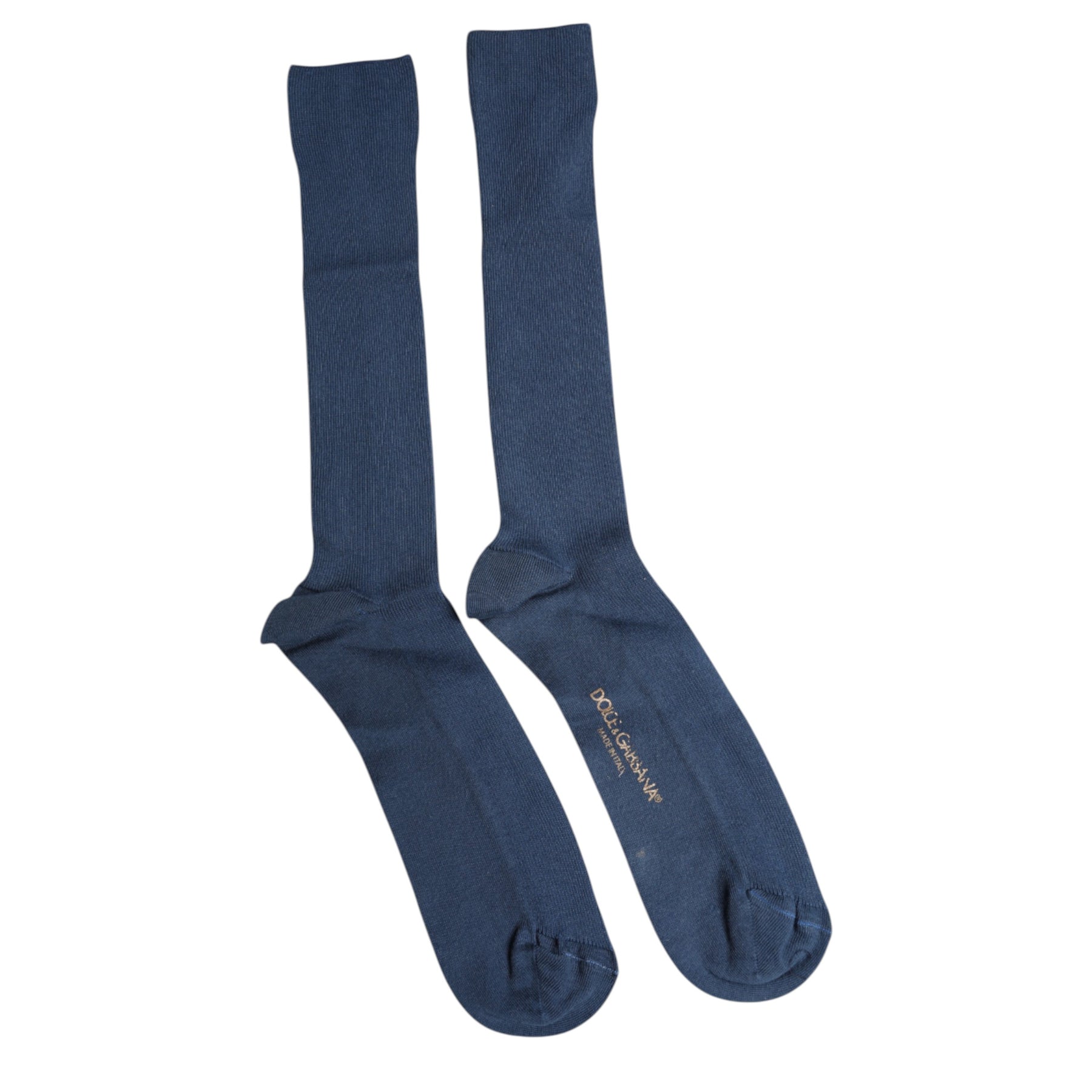 Dolce & Gabbana Blue Cotton DG Logo Over The Calf Socks | Regal Royce