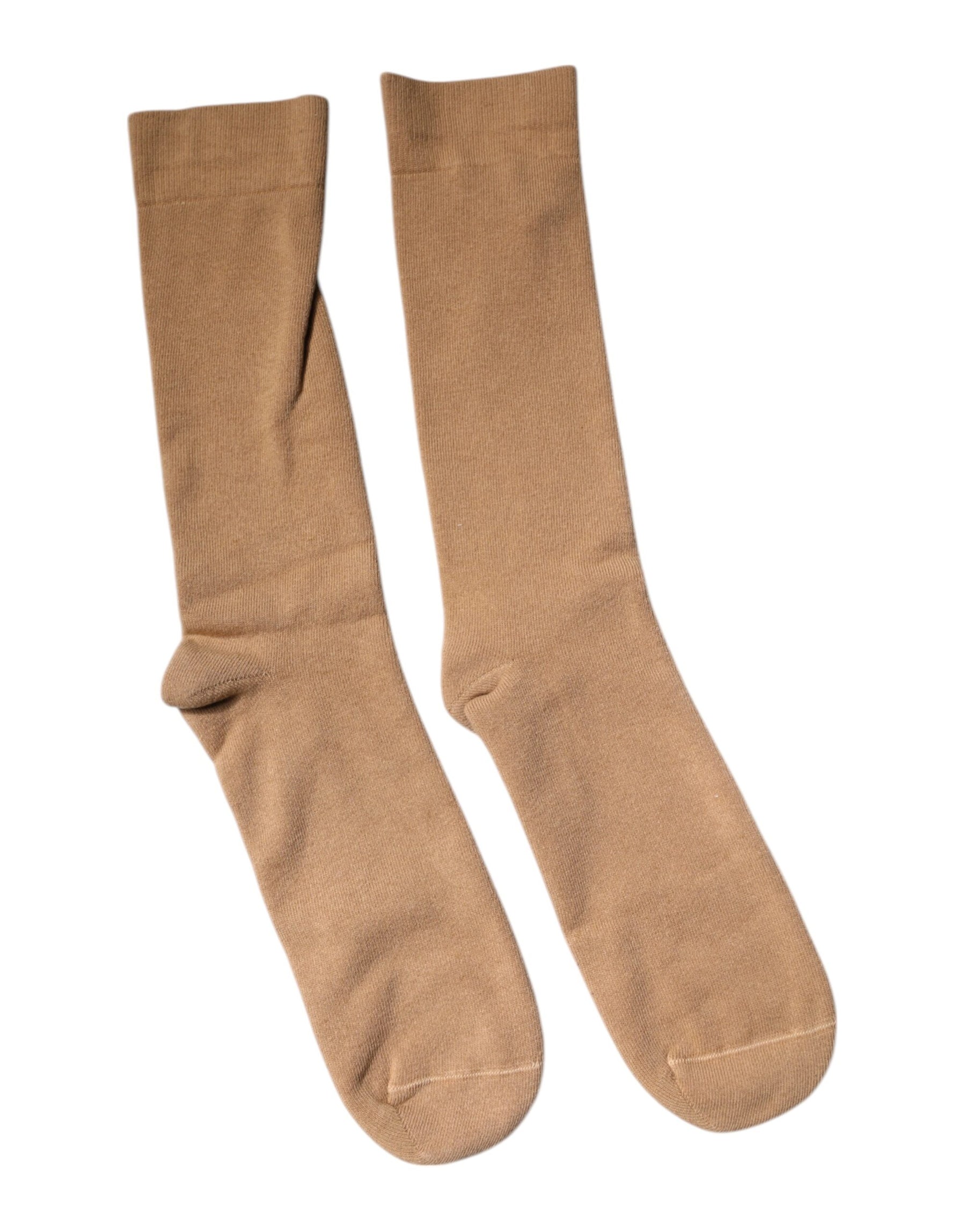 Dolce & Gabbana Brown Solid Cotton Mid Calf Men Socks | Regal Royce