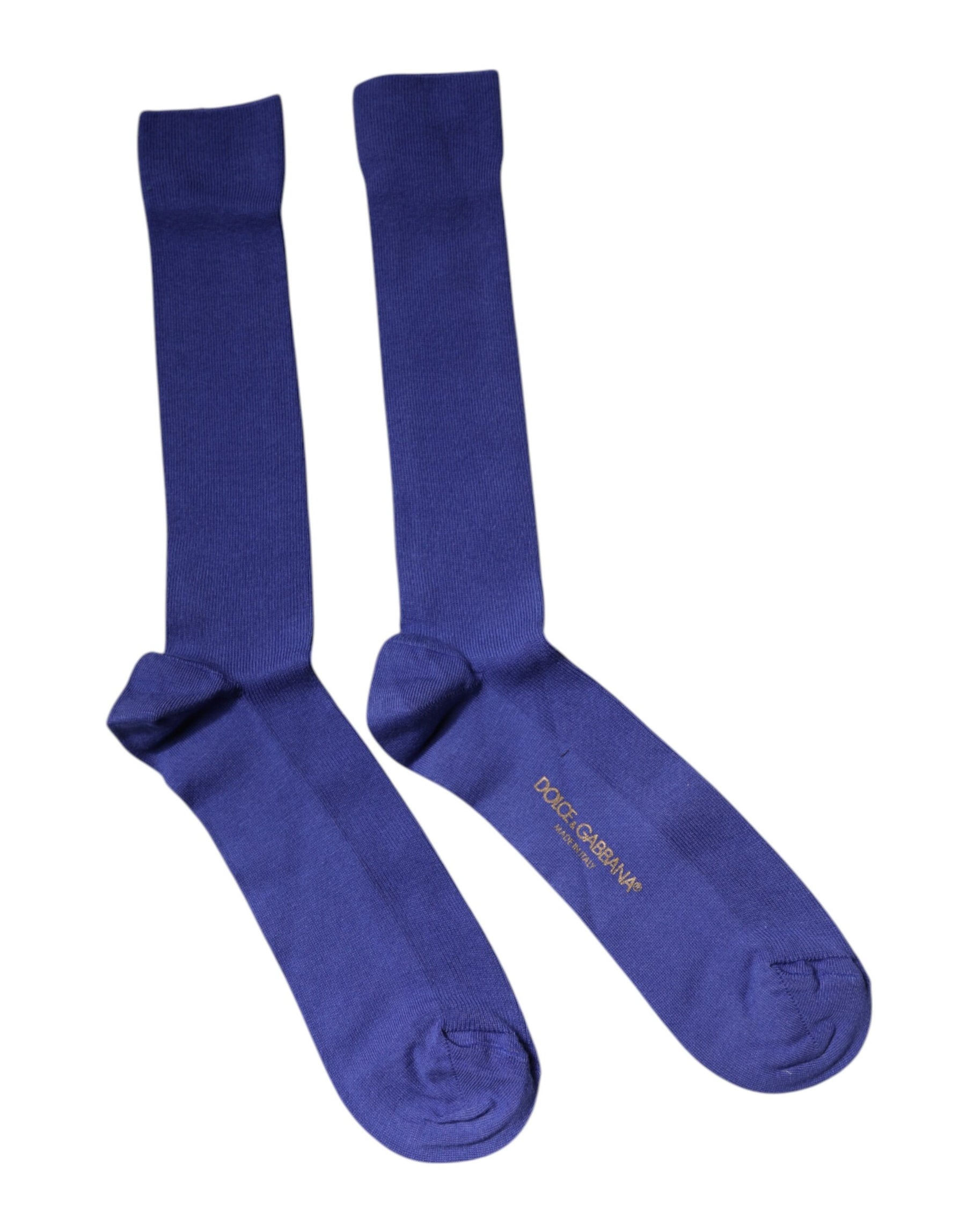Dolce & Gabbana Purple Cotton Logo Over The Calf Socks | Regal Royce