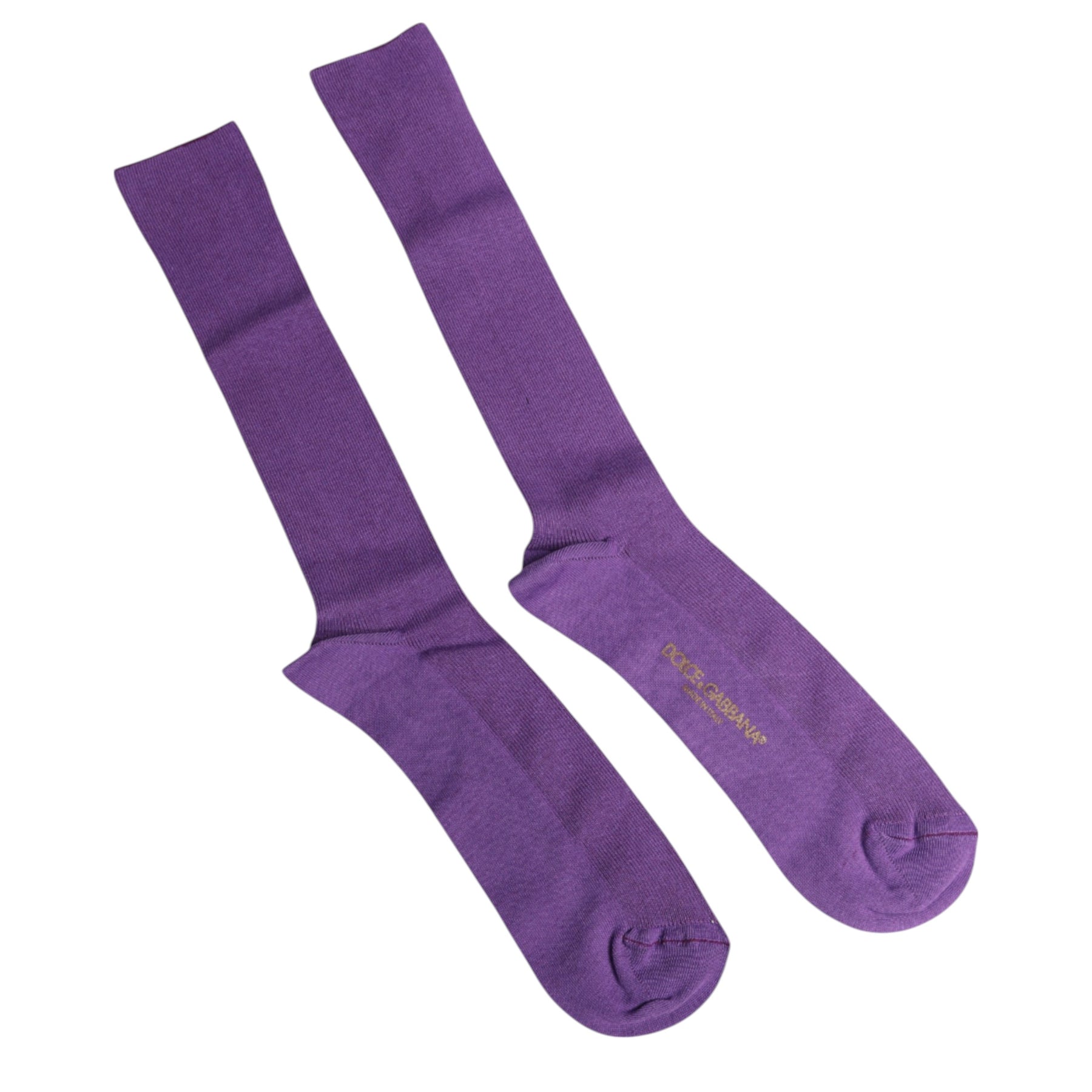 Dolce & Gabbana Purple Cotton Logo Over The Calf Socks | Regal Royce
