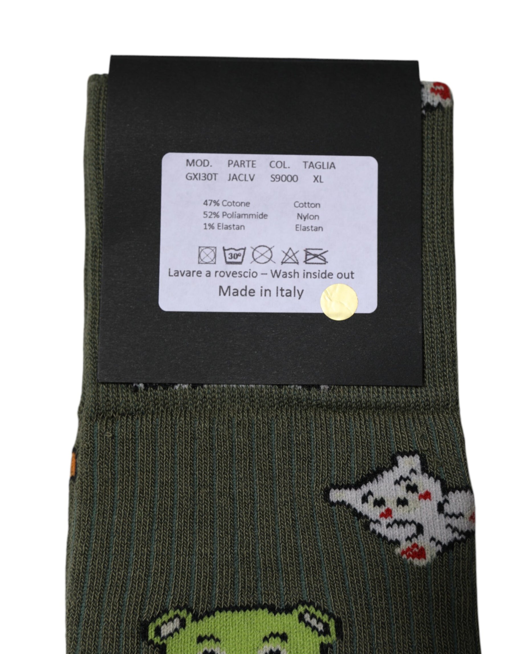 Dolce & Gabbana Green Nylon DG Bear Printed Mid Calf Socks | Regal Royce
