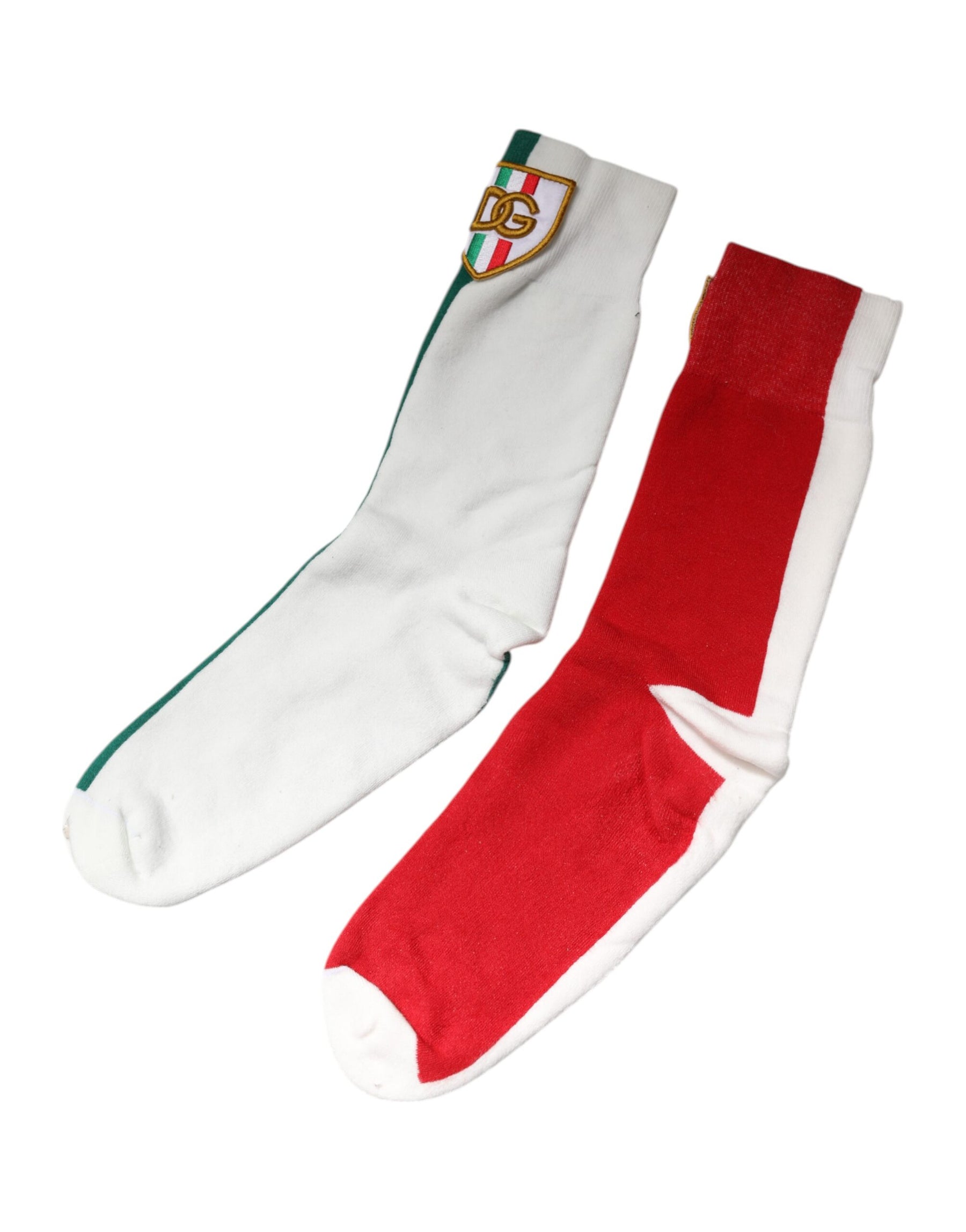 Dolce & Gabbana Multicolor Cotton DG Logo Patch Mid Calf Socks | Regal Royce