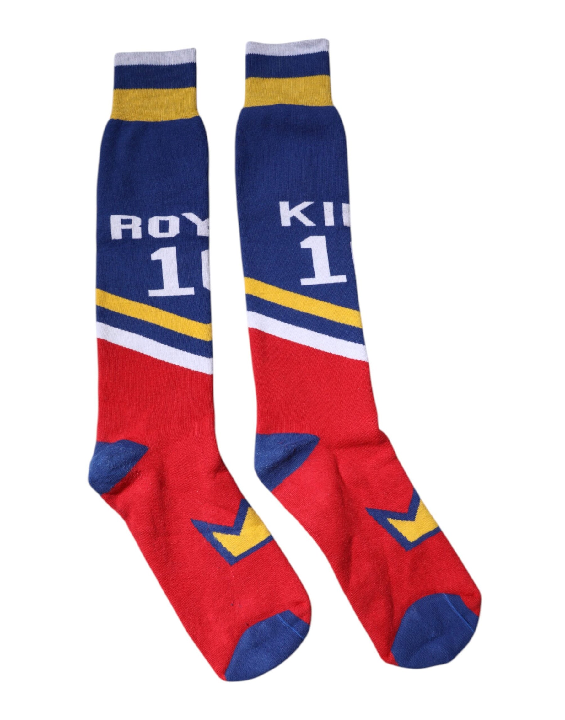 Dolce & Gabbana Multicolor Printed Cotton Over Calf Socks | Regal Royce