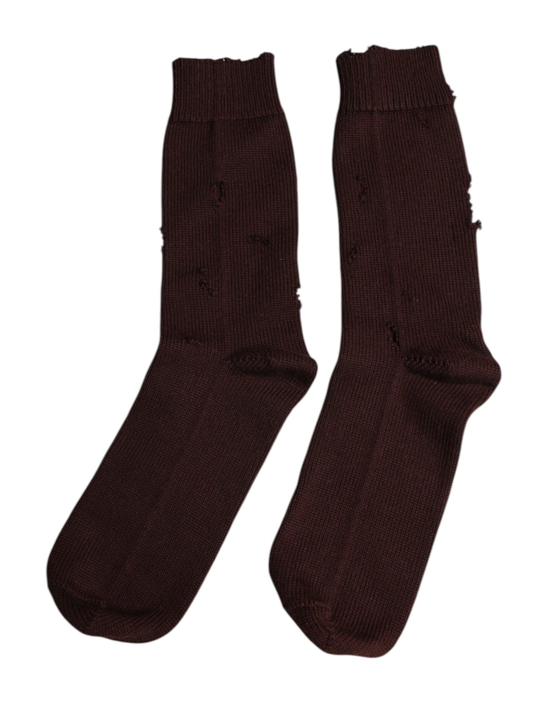 Dolce & Gabbana Brown Solid Cotton Stretch Mid Calf Socks | Regal Royce