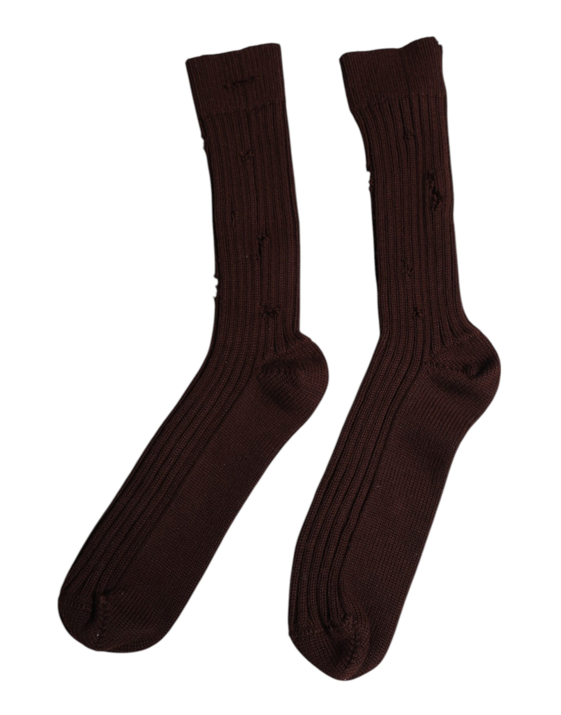 Dolce & Gabbana Brown Cotton Stretch Over The Calf Socks | Regal Royce
