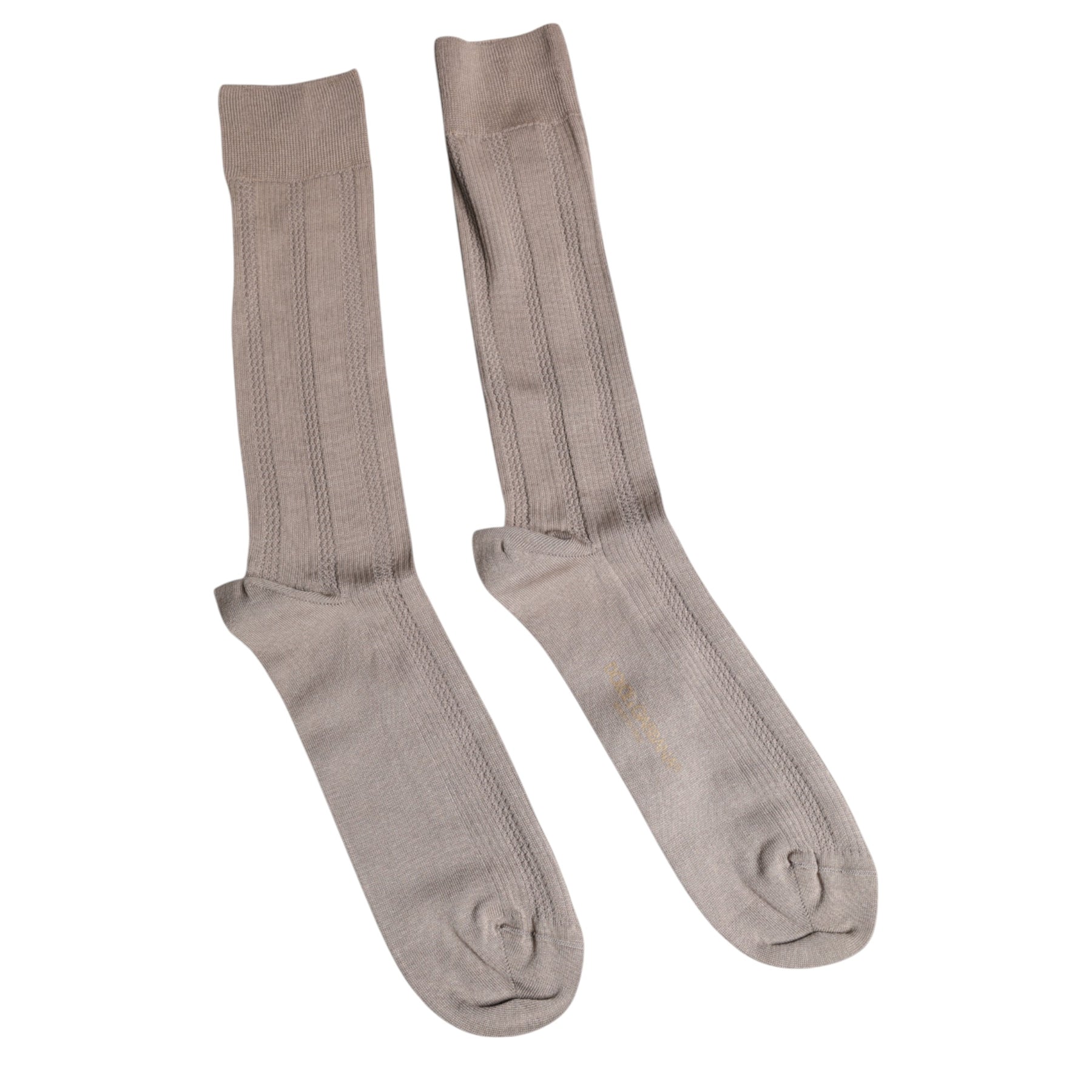 Dolce & Gabbana Brown Cotton Stretch Logo Over Calf Socks | Regal Royce