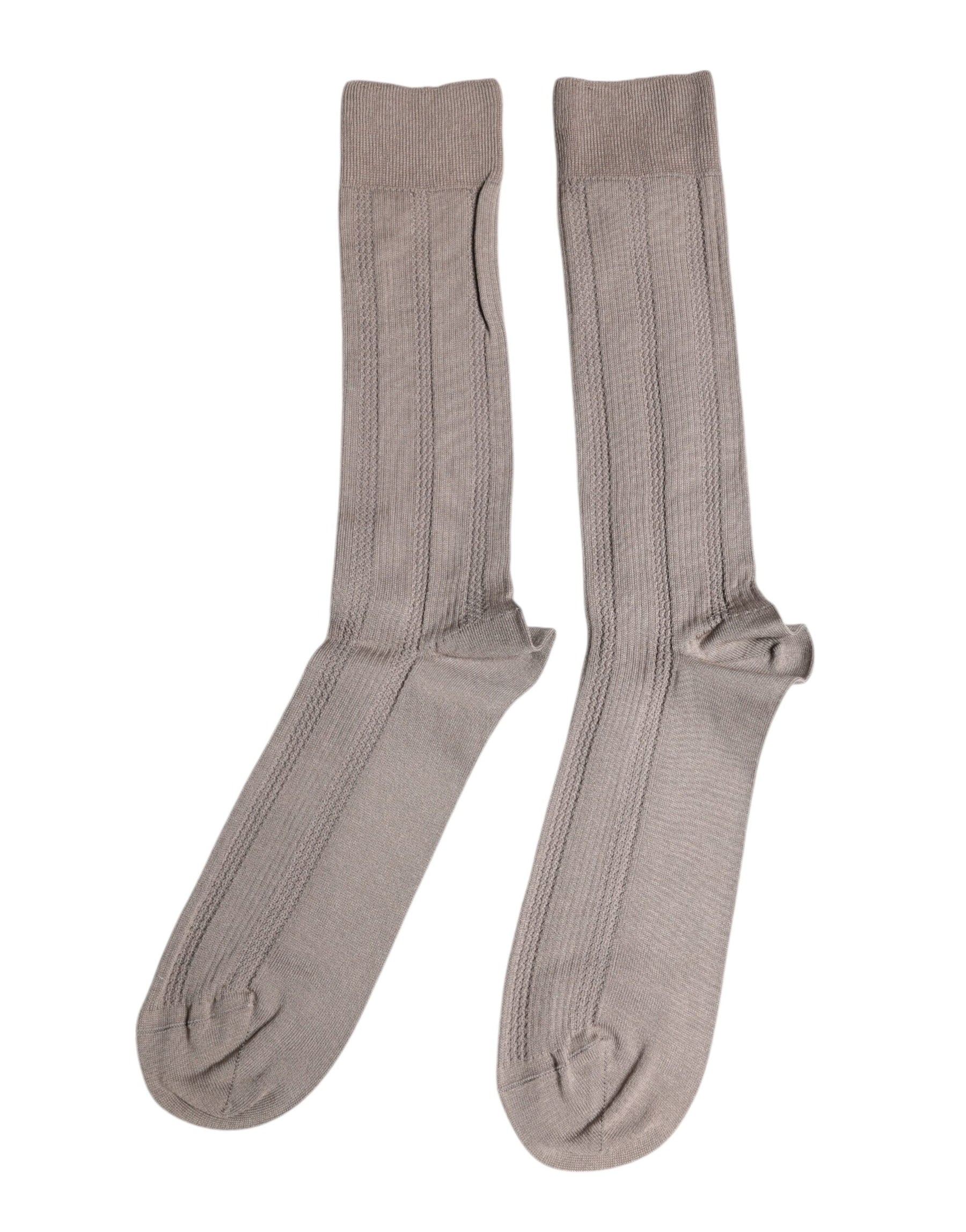 Dolce & Gabbana Brown Cotton Stretch Logo Over Calf Socks | Regal Royce
