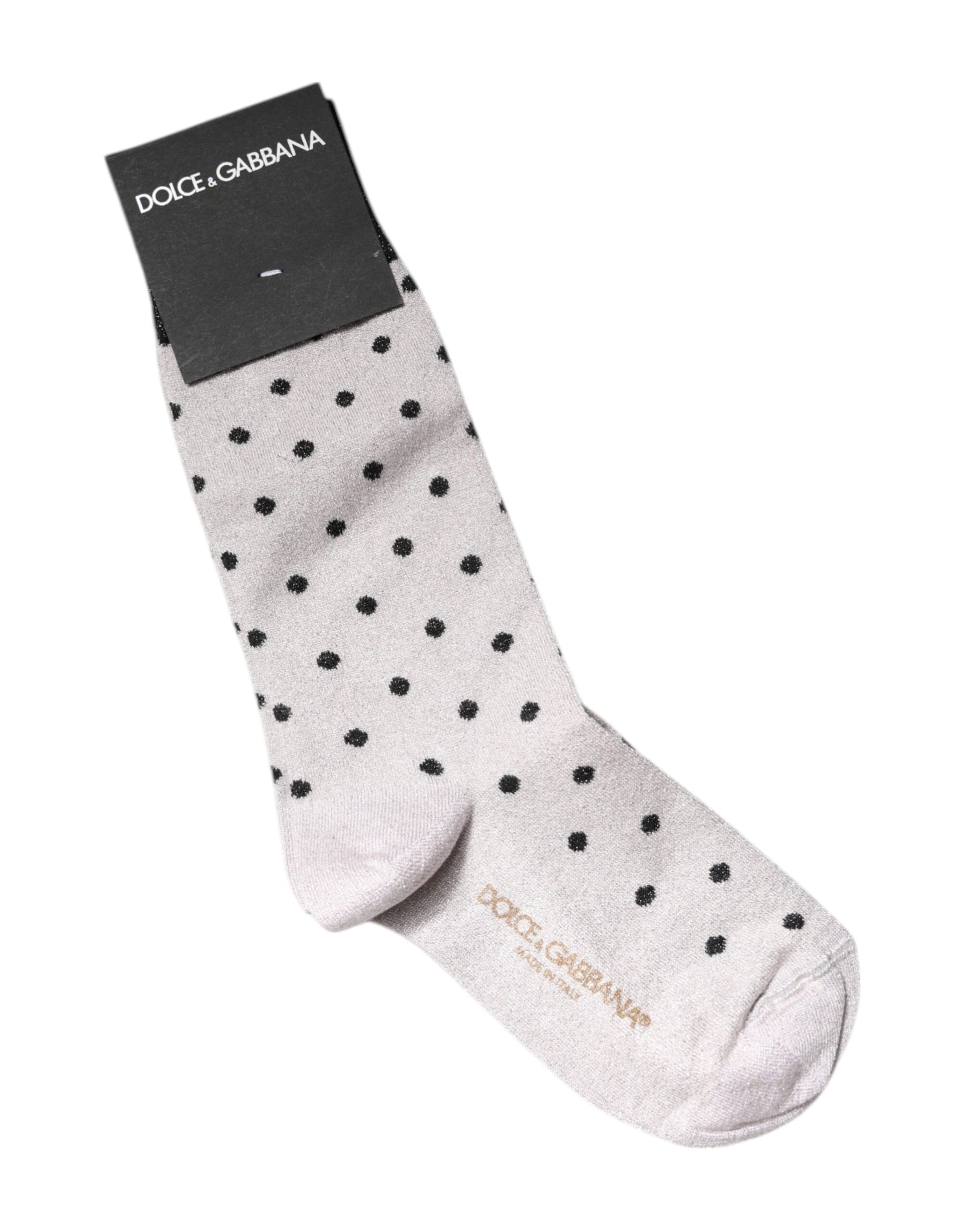 Dolce & Gabbana Gray Viscose Stretch Dotted Socks | Regal Royce