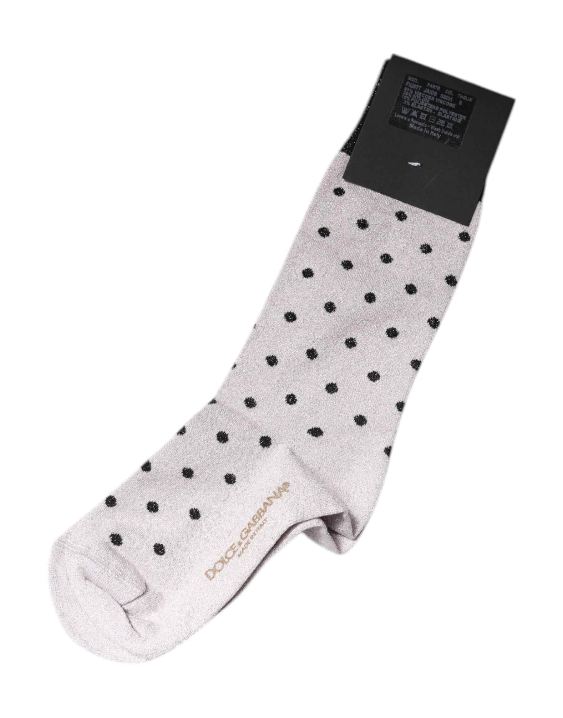 Dolce & Gabbana Gray Viscose Stretch Dotted Socks | Regal Royce