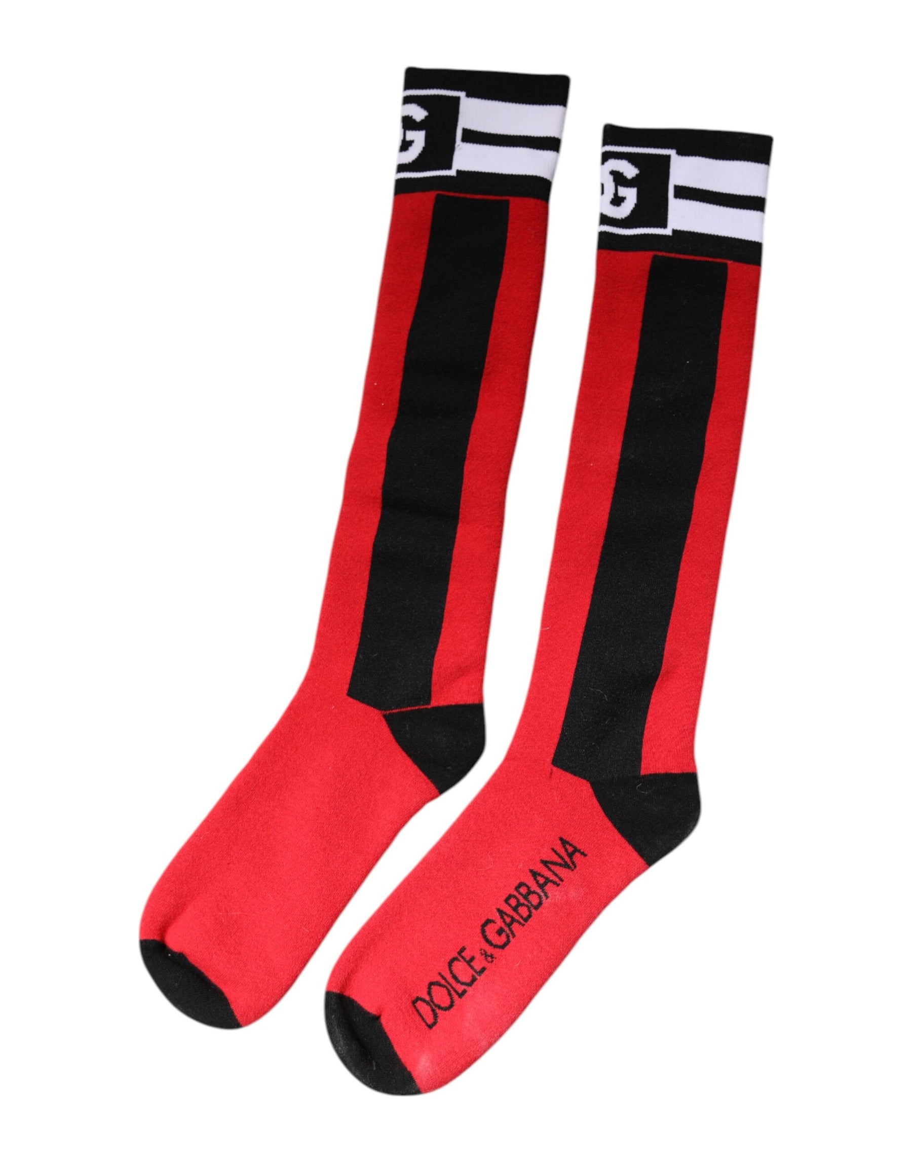 Dolce & Gabbana Red Cotton Stretch Printed Socks | Regal Royce