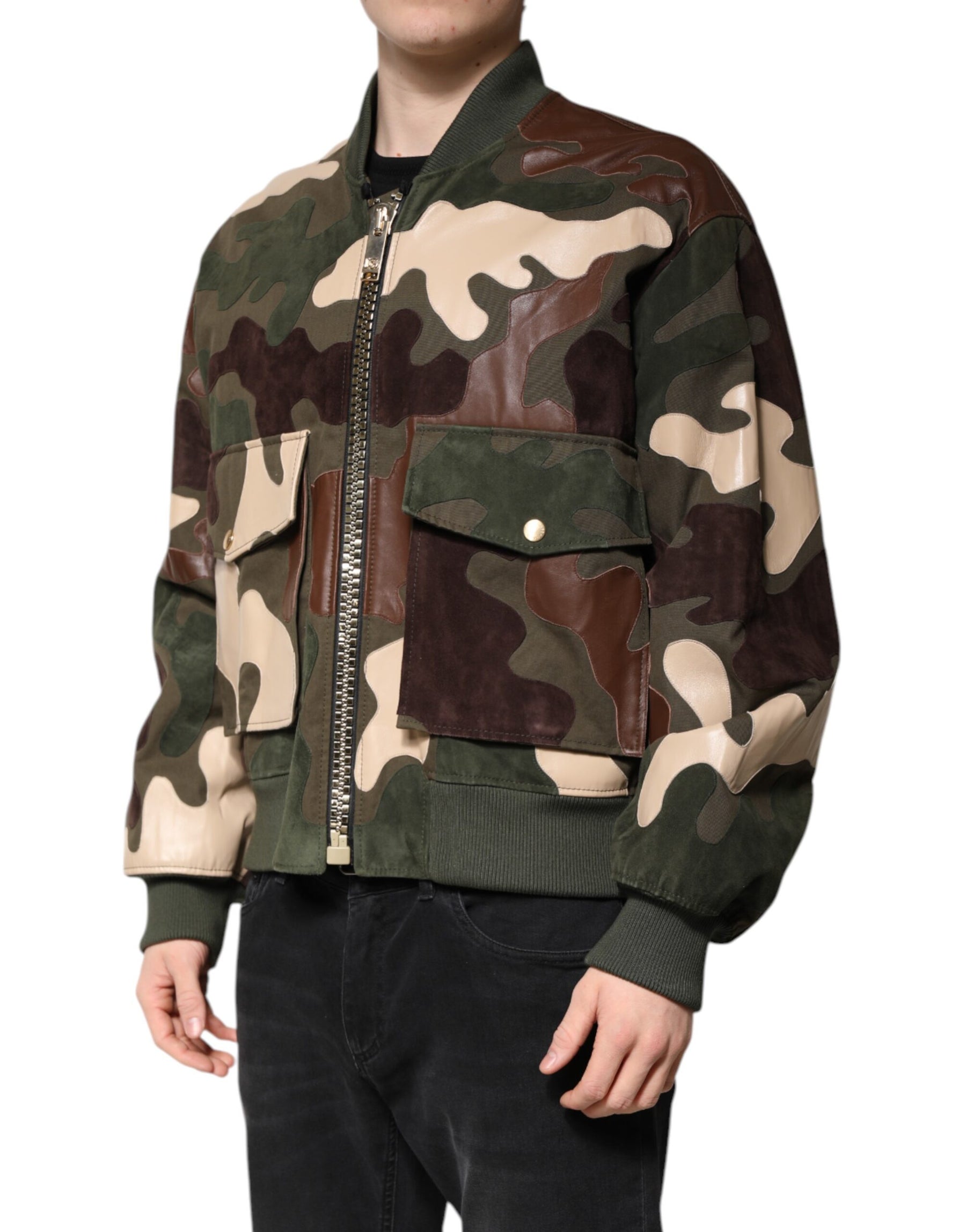 Dolce & Gabbana Multicolor Cotton Bomber Full Zip Jacket | Regal Royce