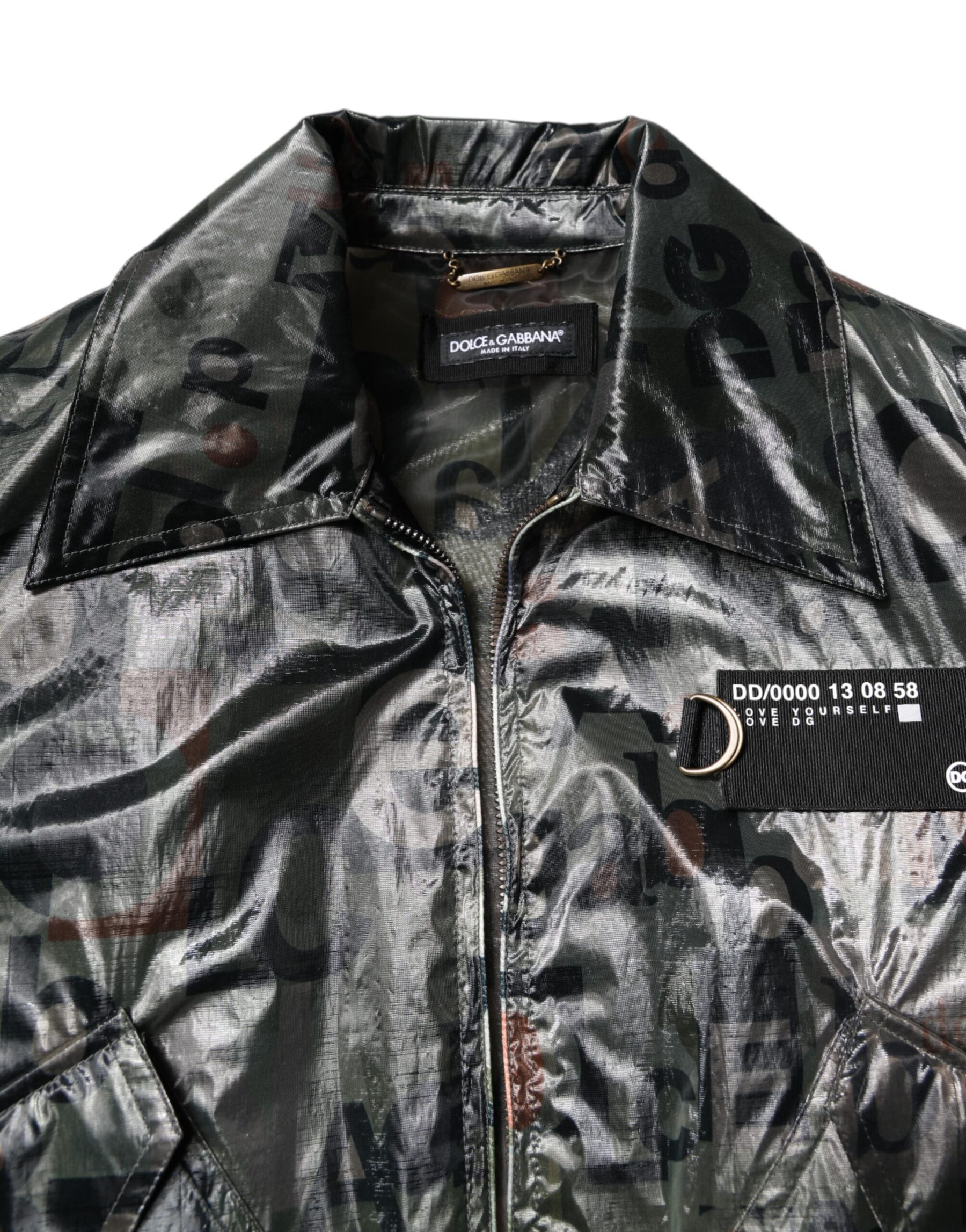 Dolce & Gabbana Green DG Logo Print Bomber Full Zip Jacket | Regal Royce