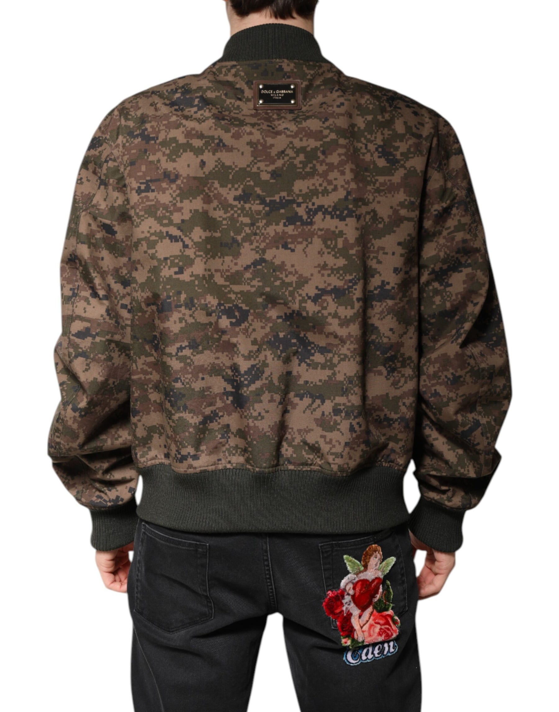 Dolce & Gabbana Brown Camouflage Bomber Full Zip Jacket | Regal Royce