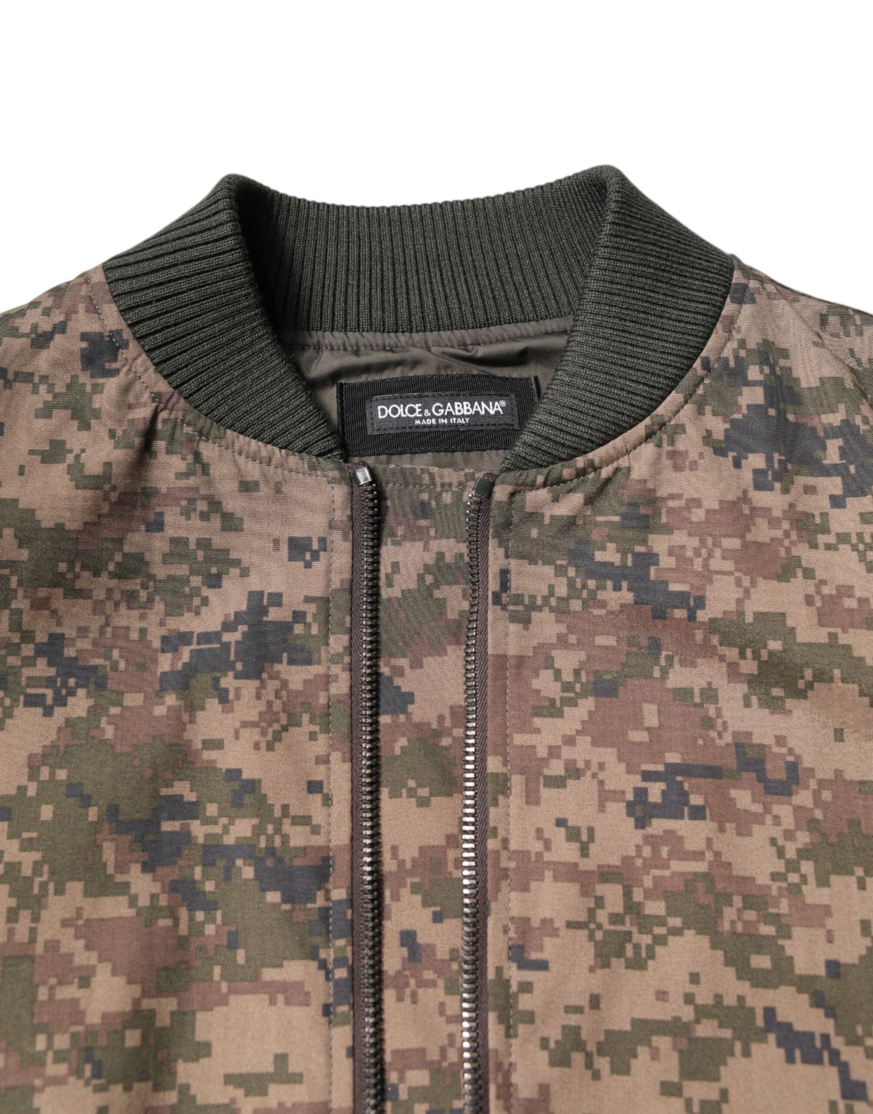 Dolce & Gabbana Brown Camouflage Bomber Full Zip Jacket | Regal Royce