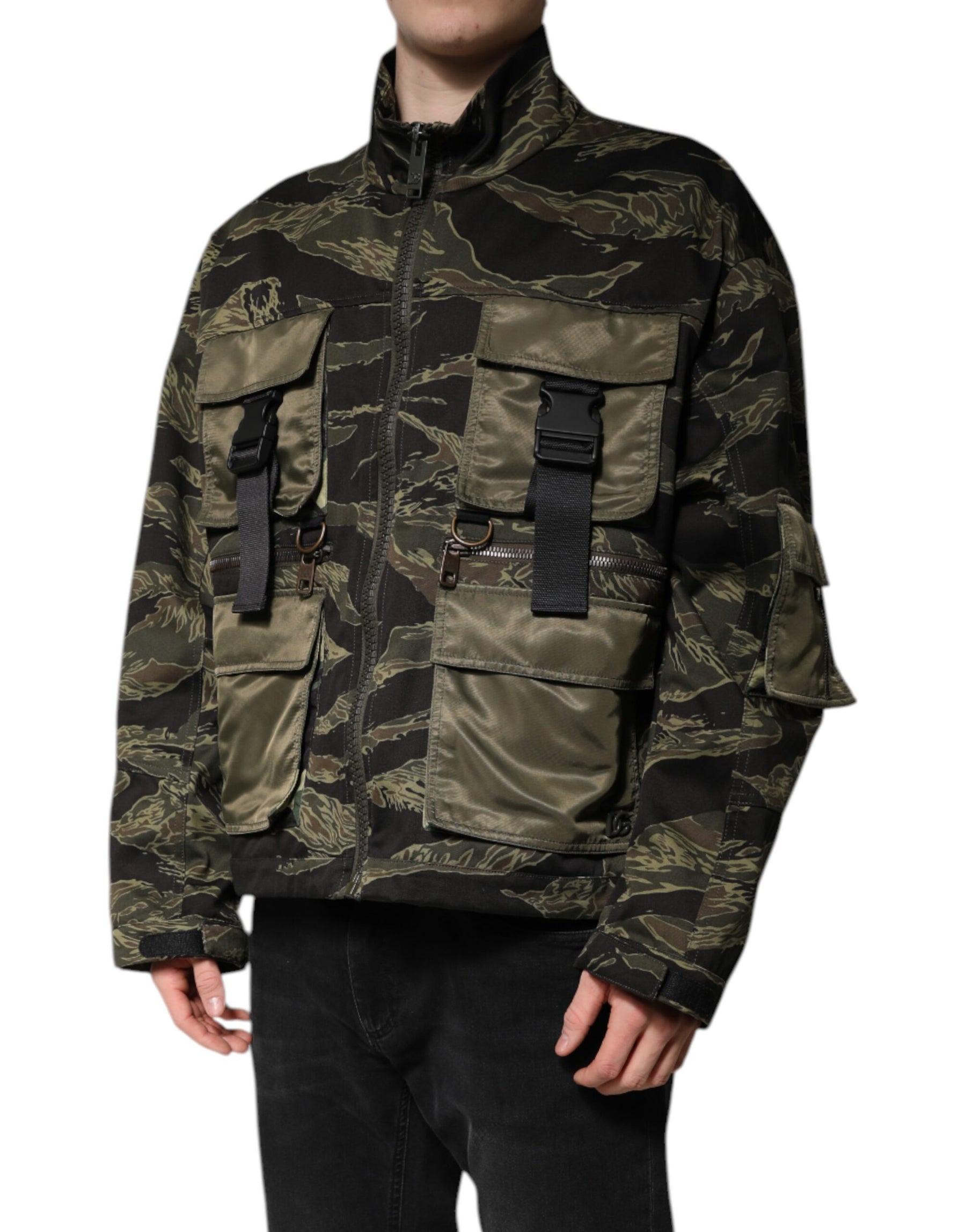 Dolce & Gabbana Multicolor Camouflage Cotton Bomber Jacket | Regal Royce