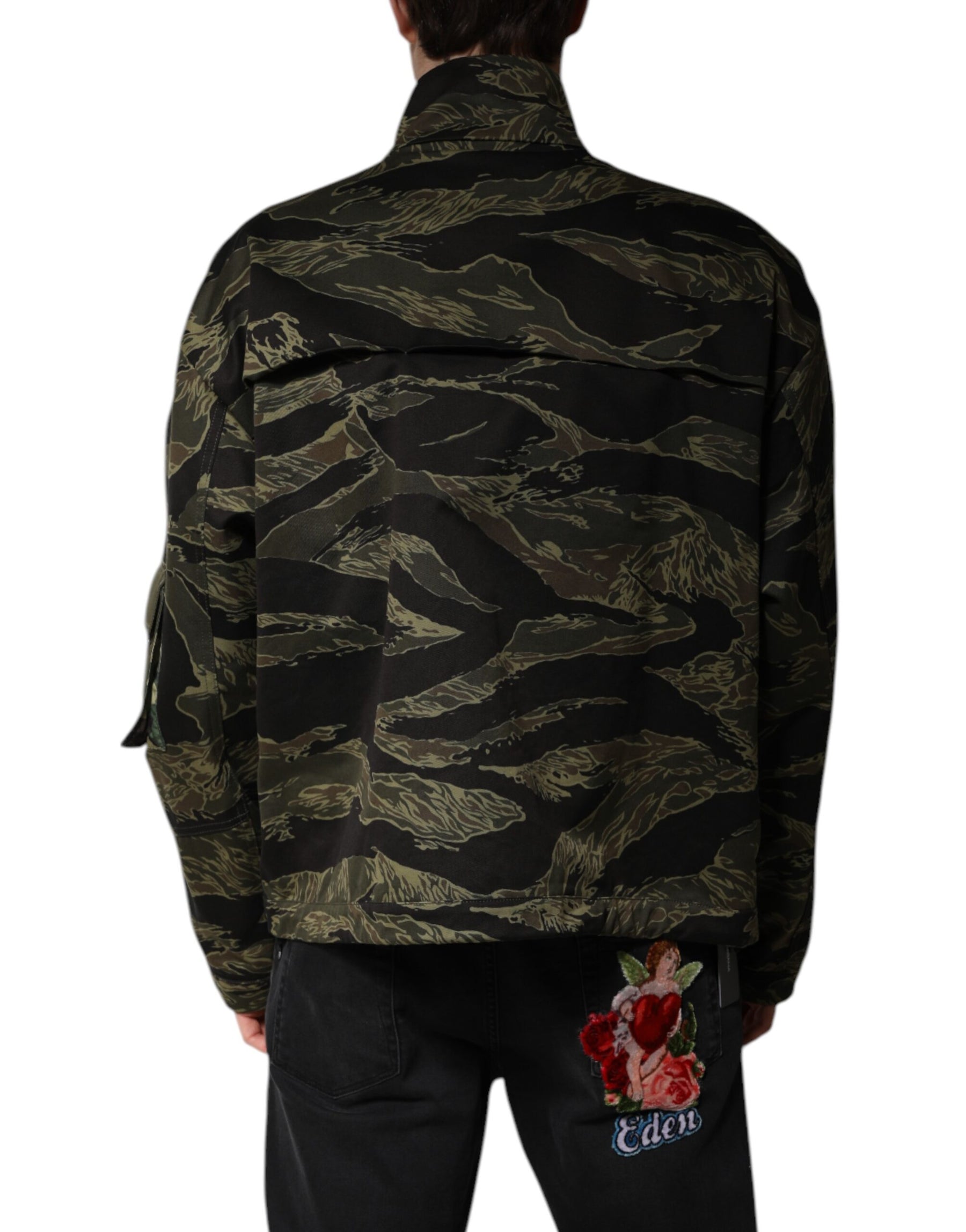 Dolce & Gabbana Multicolor Camouflage Cotton Bomber Jacket | Regal Royce