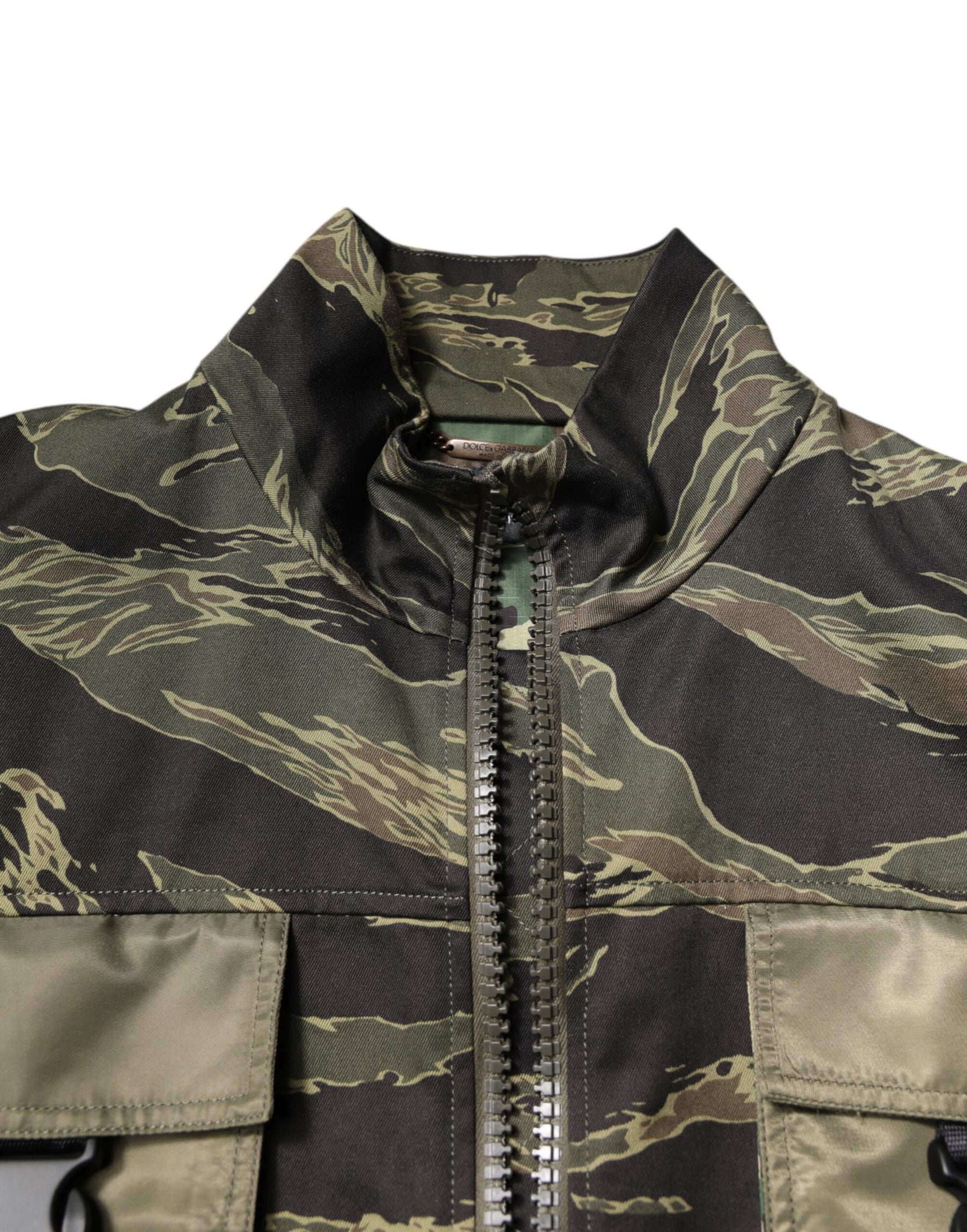 Dolce & Gabbana Multicolor Camouflage Cotton Bomber Jacket | Regal Royce