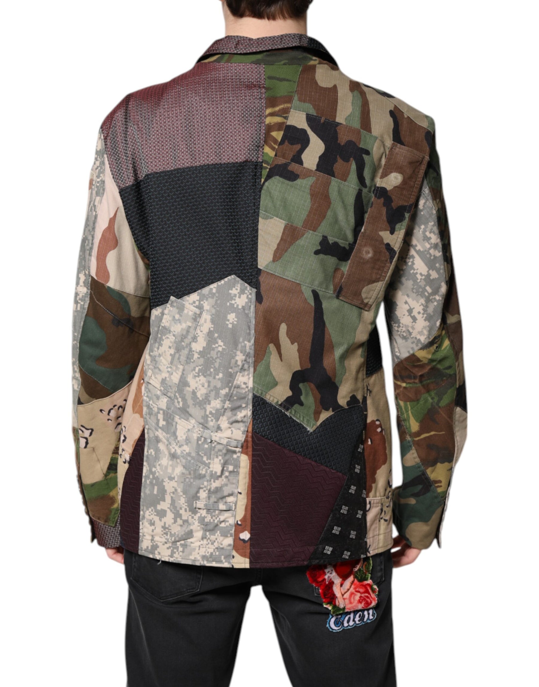 Dolce & Gabbana Multicolor Camouflage Patchwork Coat Blazer | Regal Royce